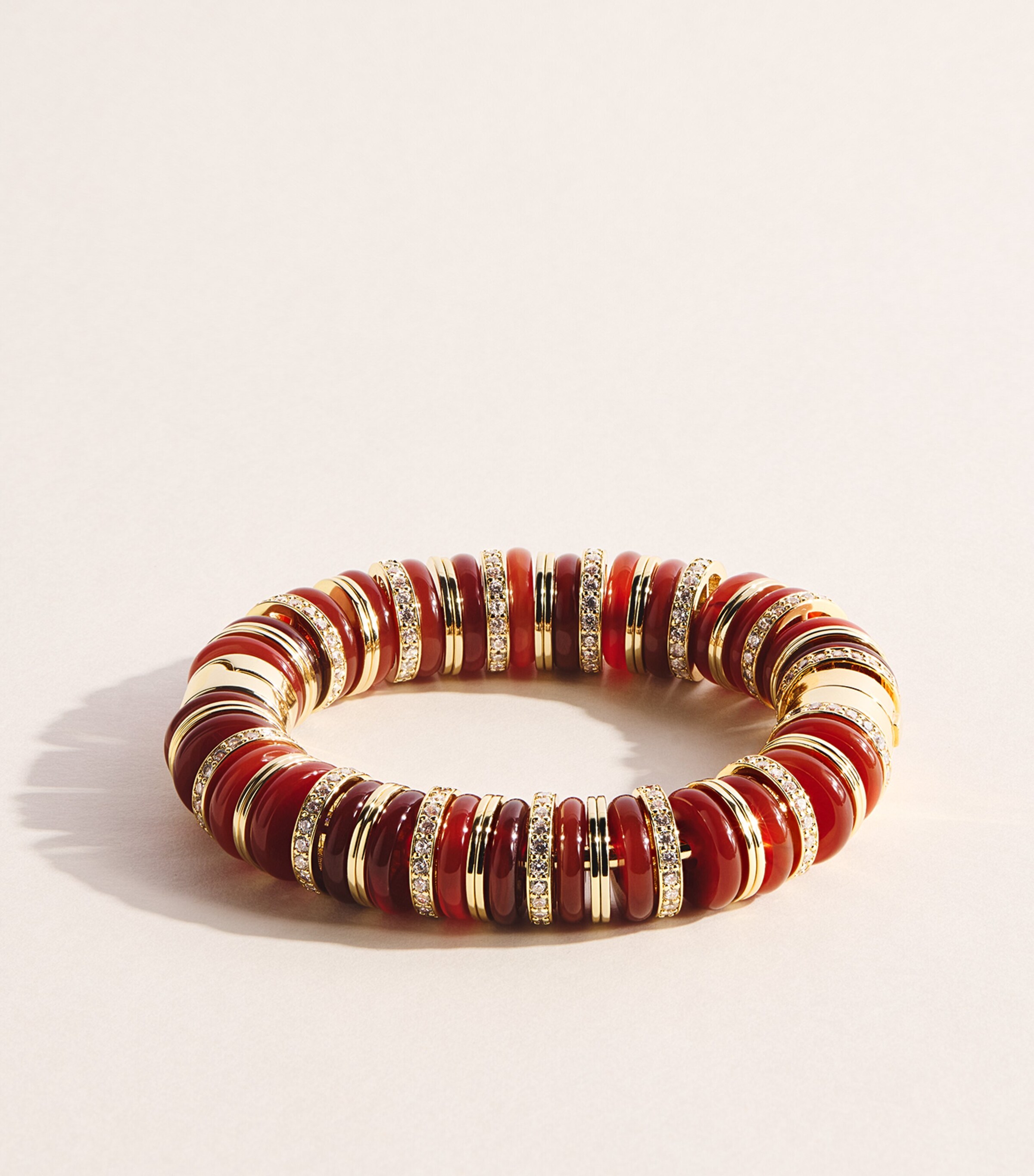 Eddie Borgo Gold-Plated Amber, Carnelian and Pav&eacute; Crystal Lenox Bracelet