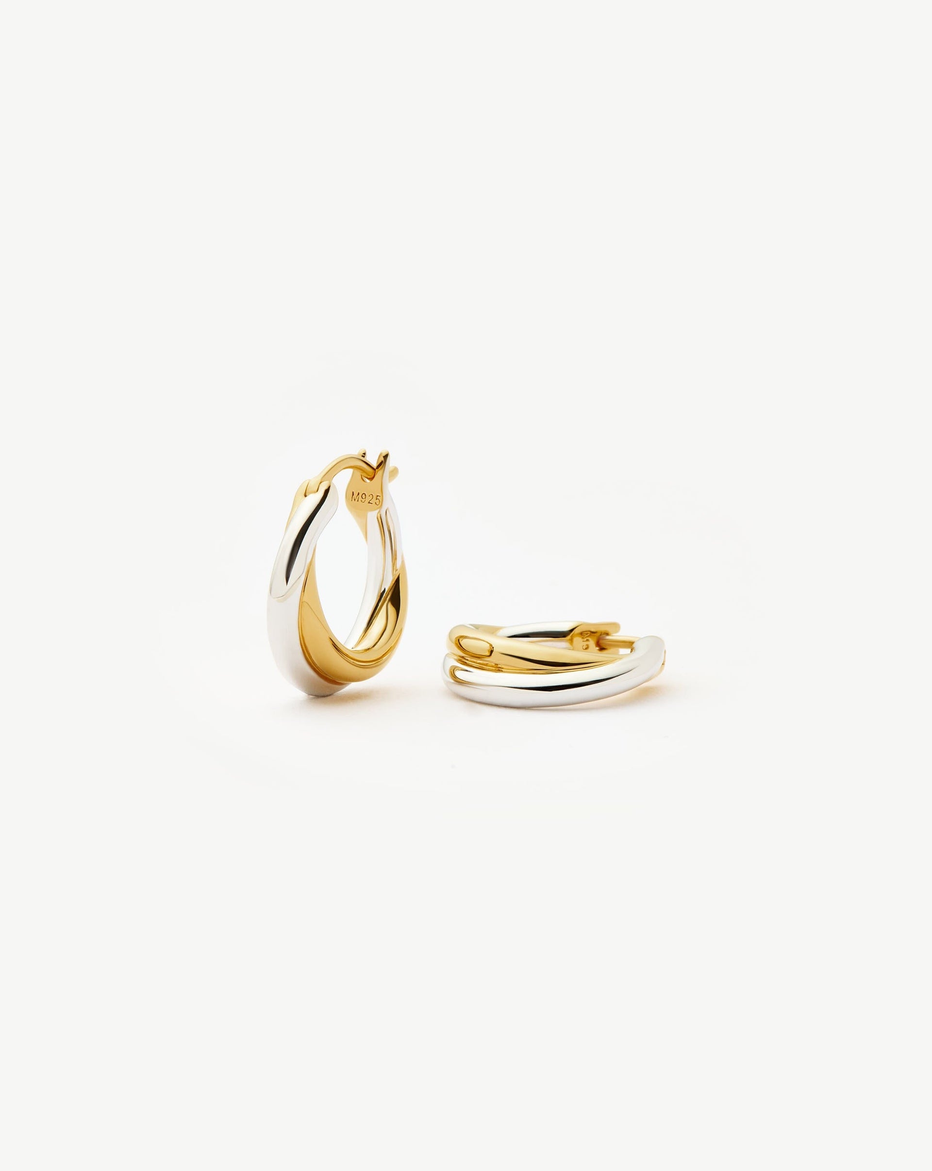 Lucy Williams Entwine Small Hoop Earrings | Mixed Metal - 18ct Gold Vermeil, Sterling Silver