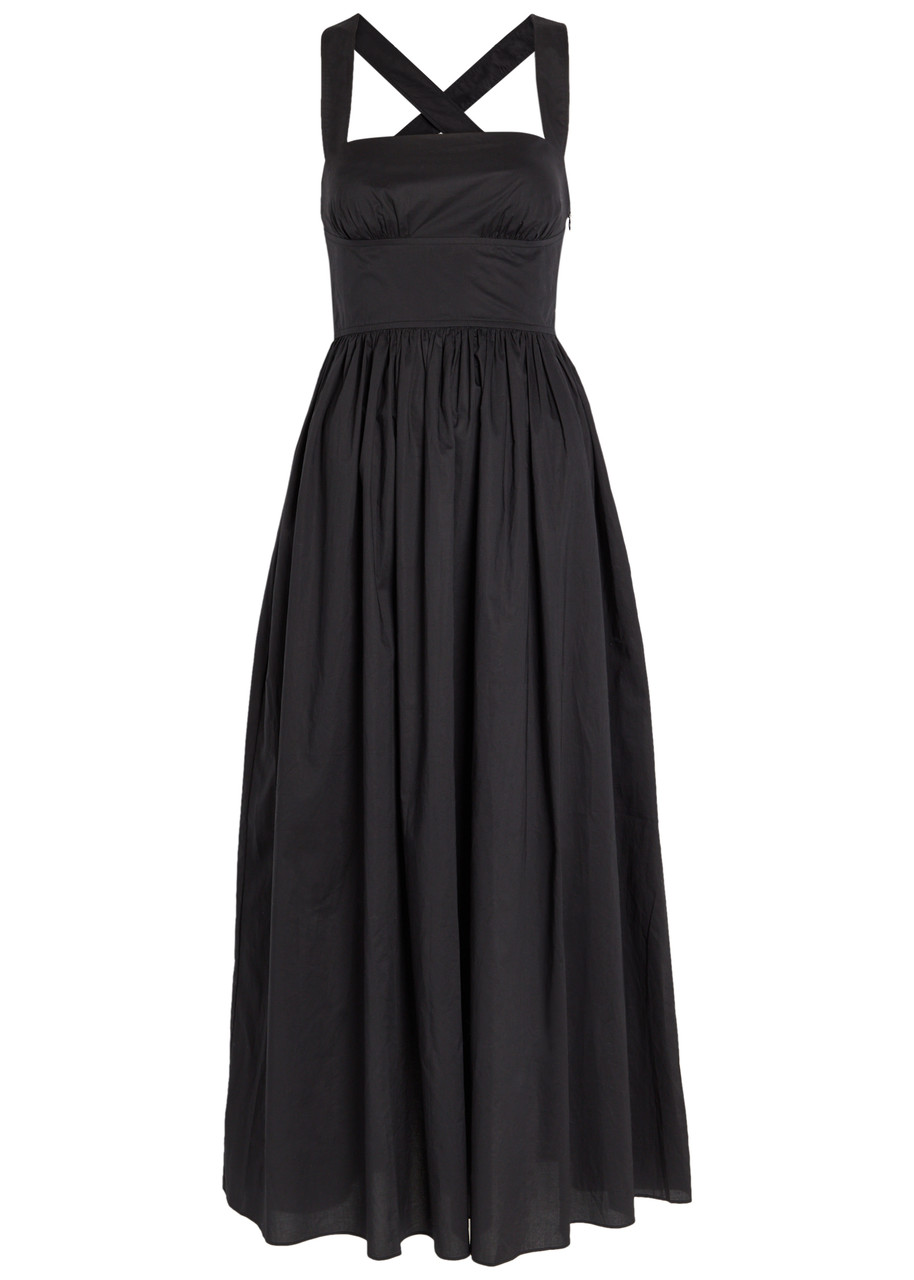 Gathered Cotton-Poplin Midi Dress