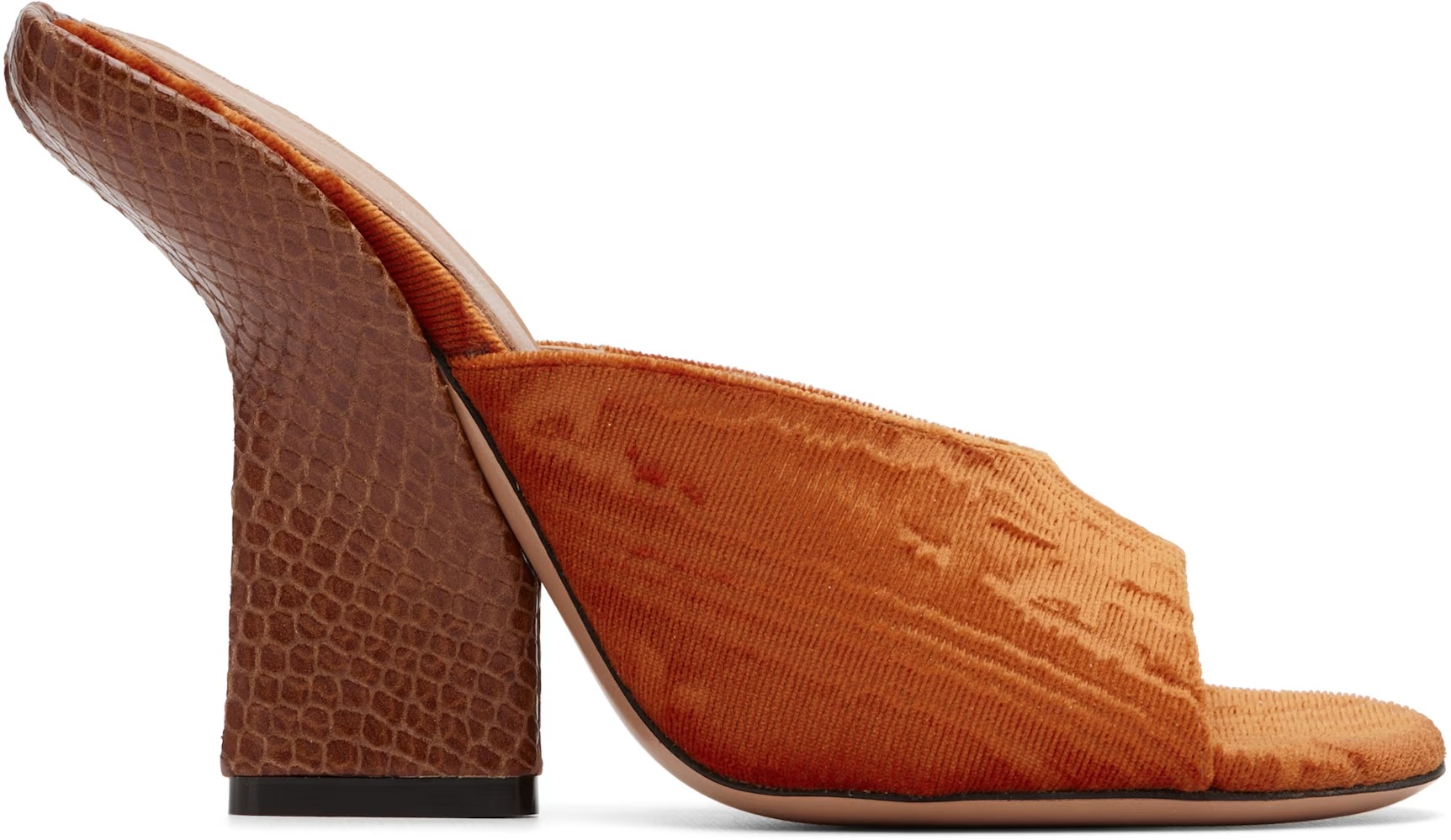 Dries Van Noten, Orange Velvet Heeled Sandals