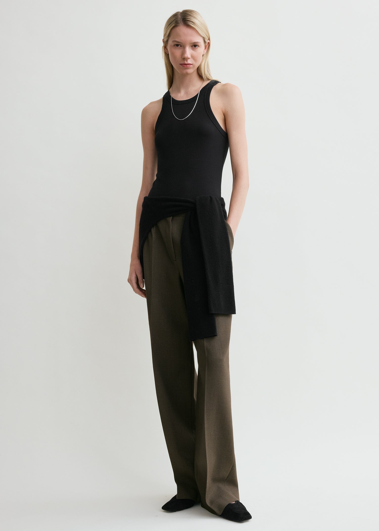 Curved Rib Tank Black - Xxs