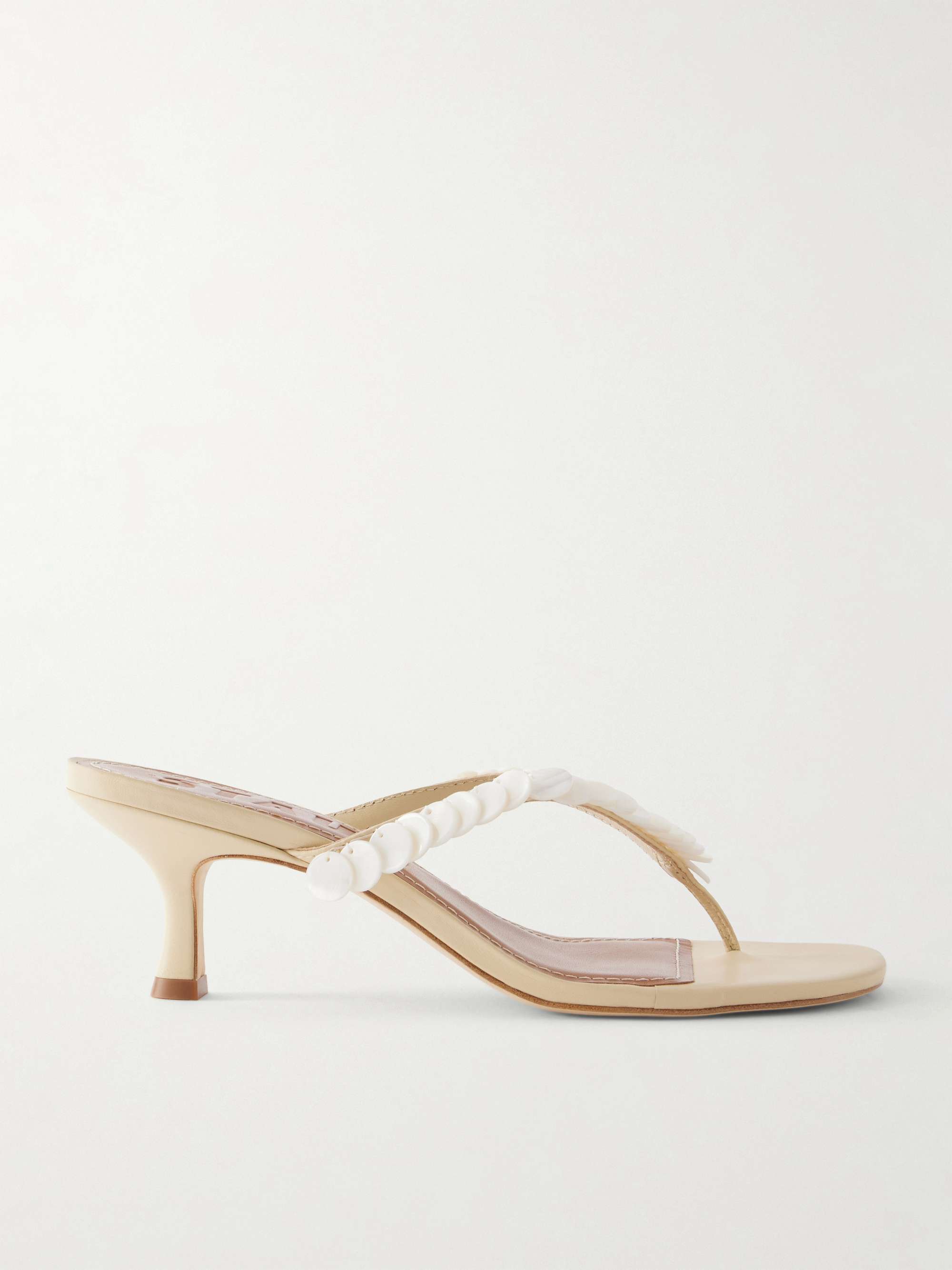 Freja 60 Paillette-Embellished Leather Thong Sandals
