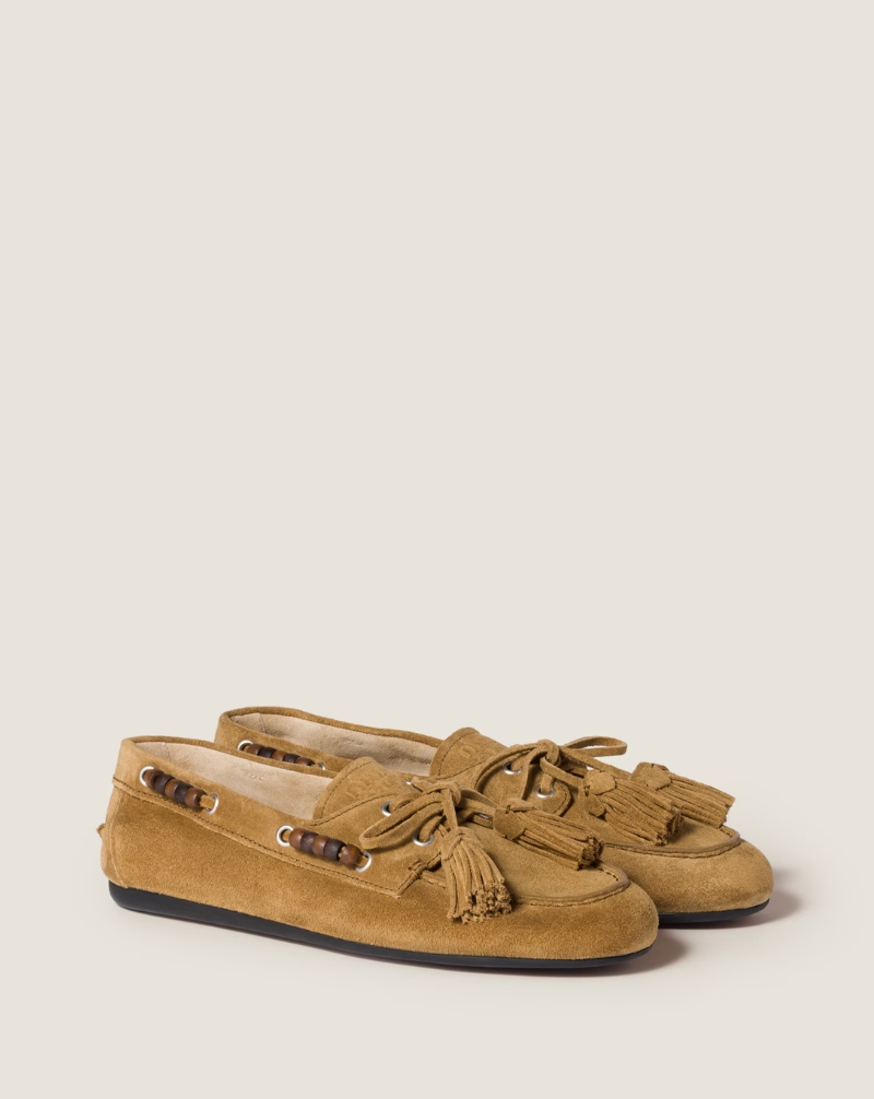 Suede Deck Shoes With Tassels