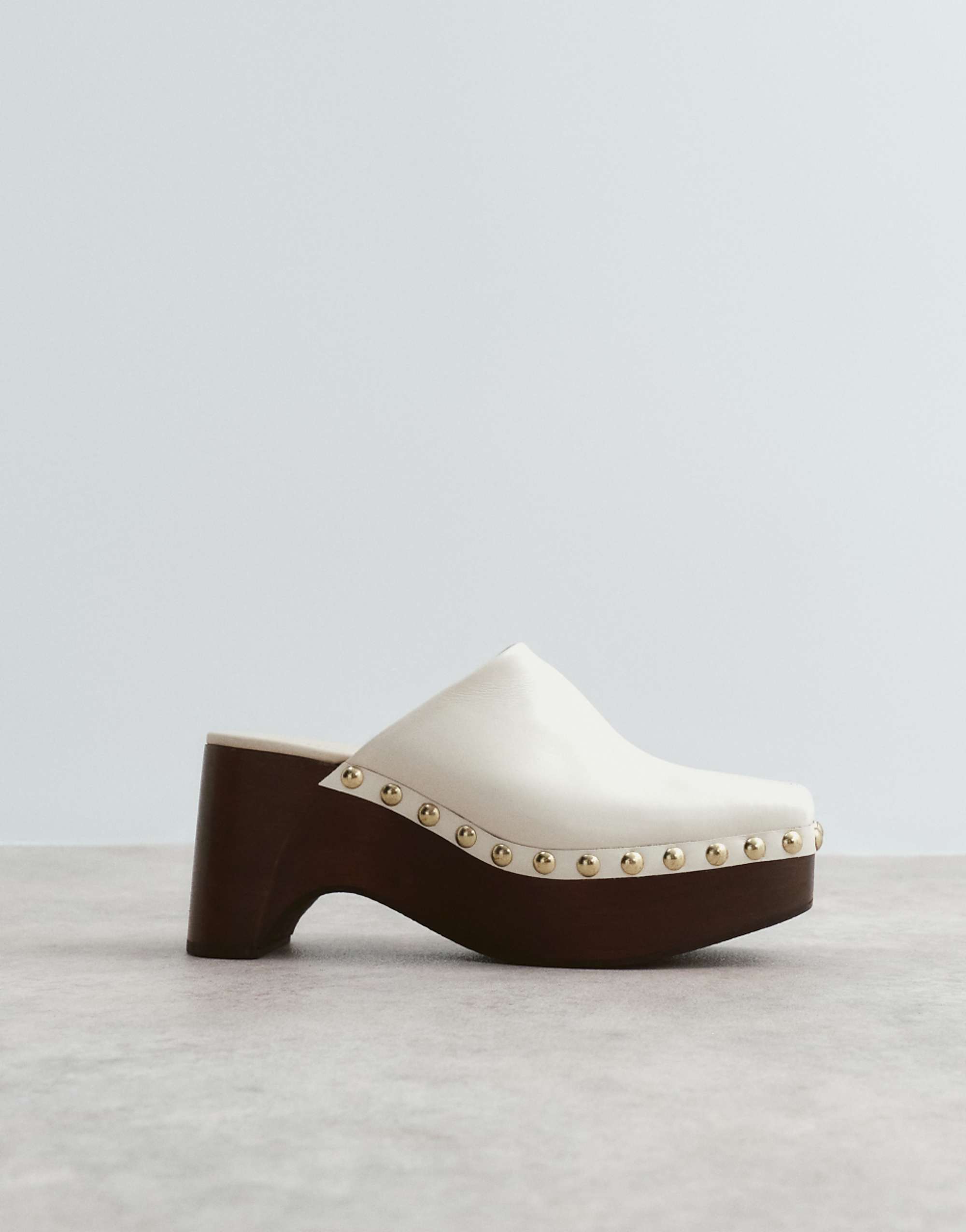 Arrange Leather Studded Clogs in Bone