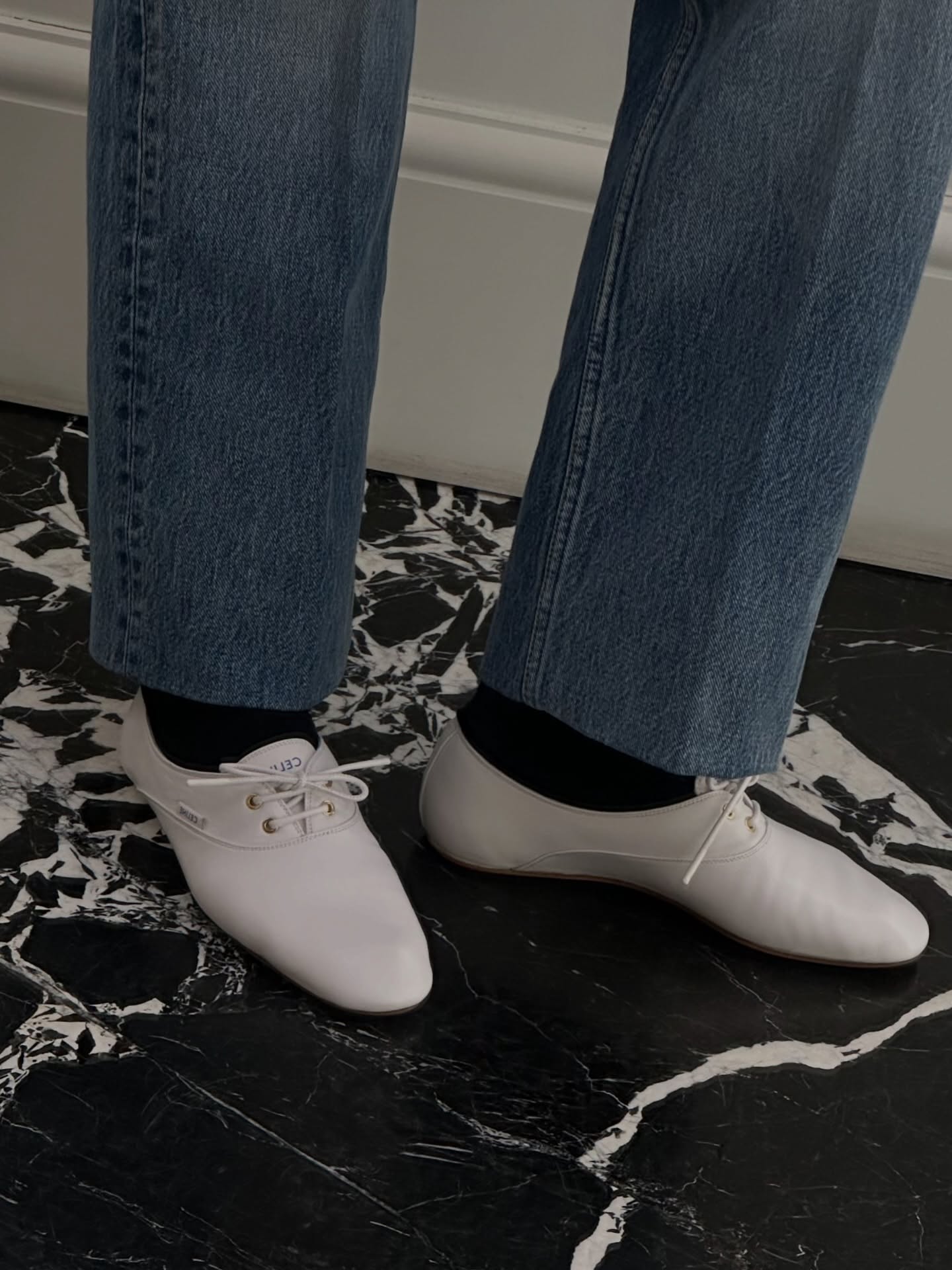 An image of @alexisforeman wearing Celine derbys.