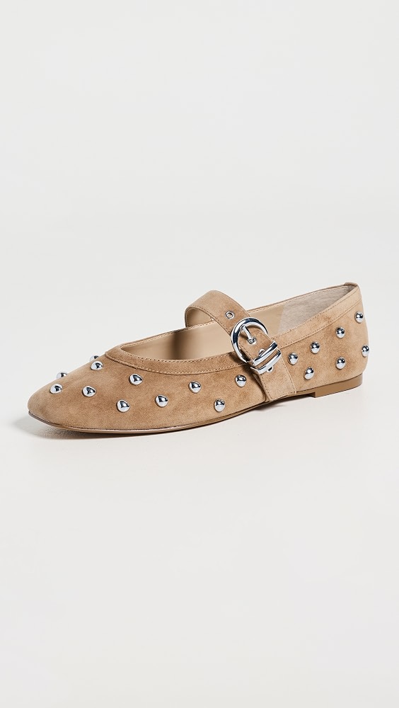 Mikel Stud Flats - Lt Brown Suede