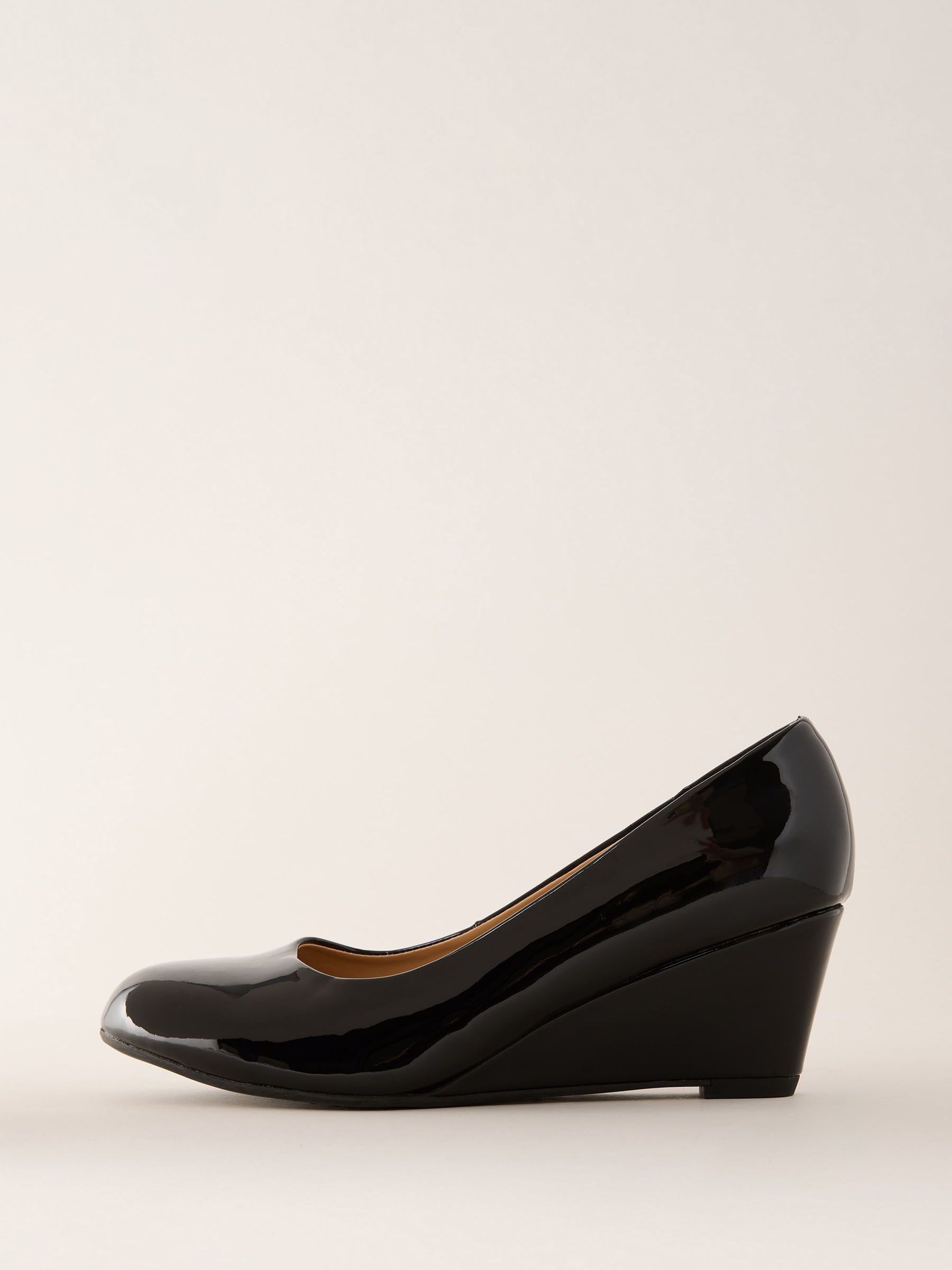 Friends Like These Black Standard Fit Mid Wedge Round Toe Court Shoes - Size 3 Eu 36