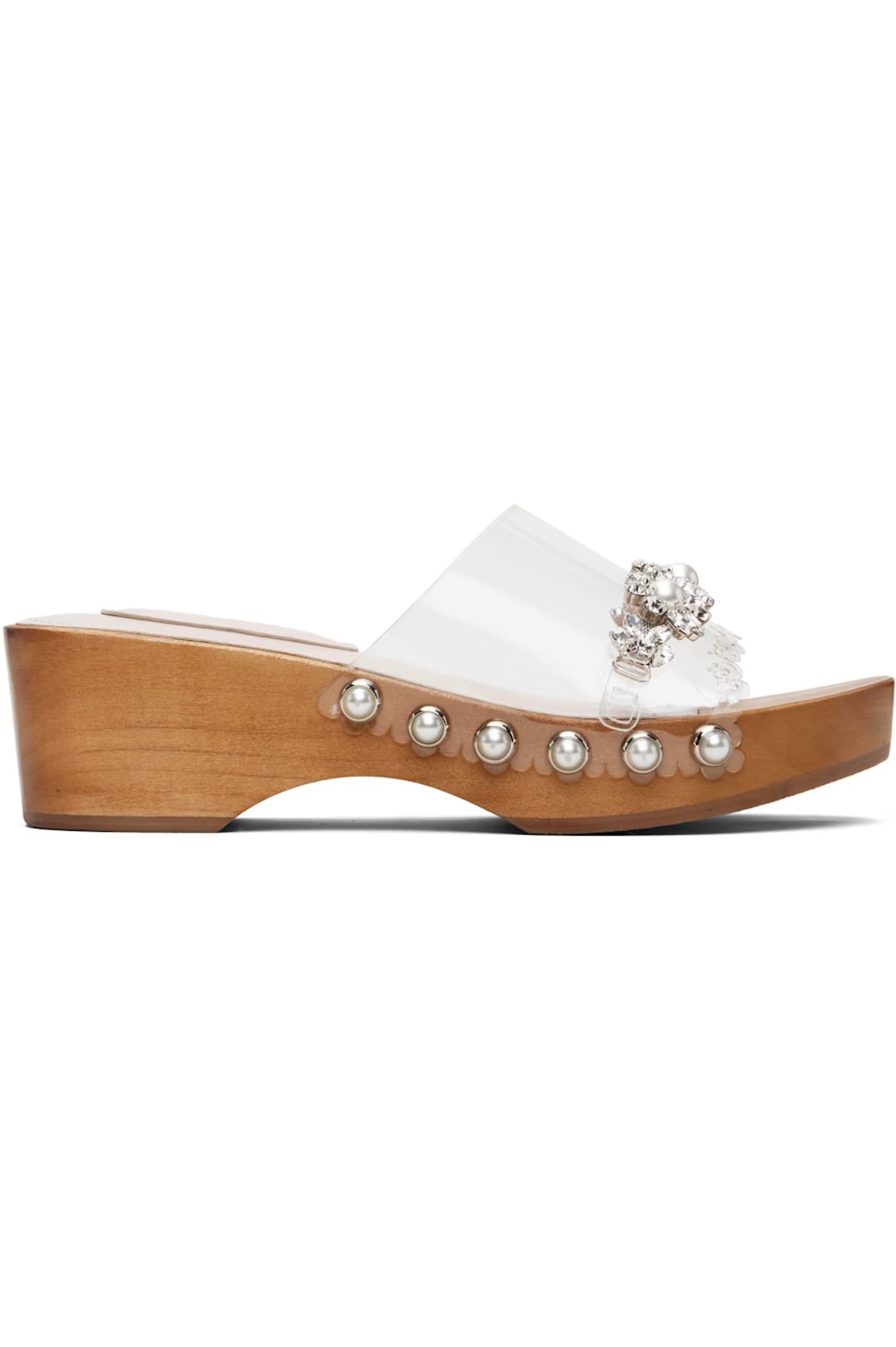 Simone Rocha Transparent Embellished Scalloped Wooden Heeled Sandals.