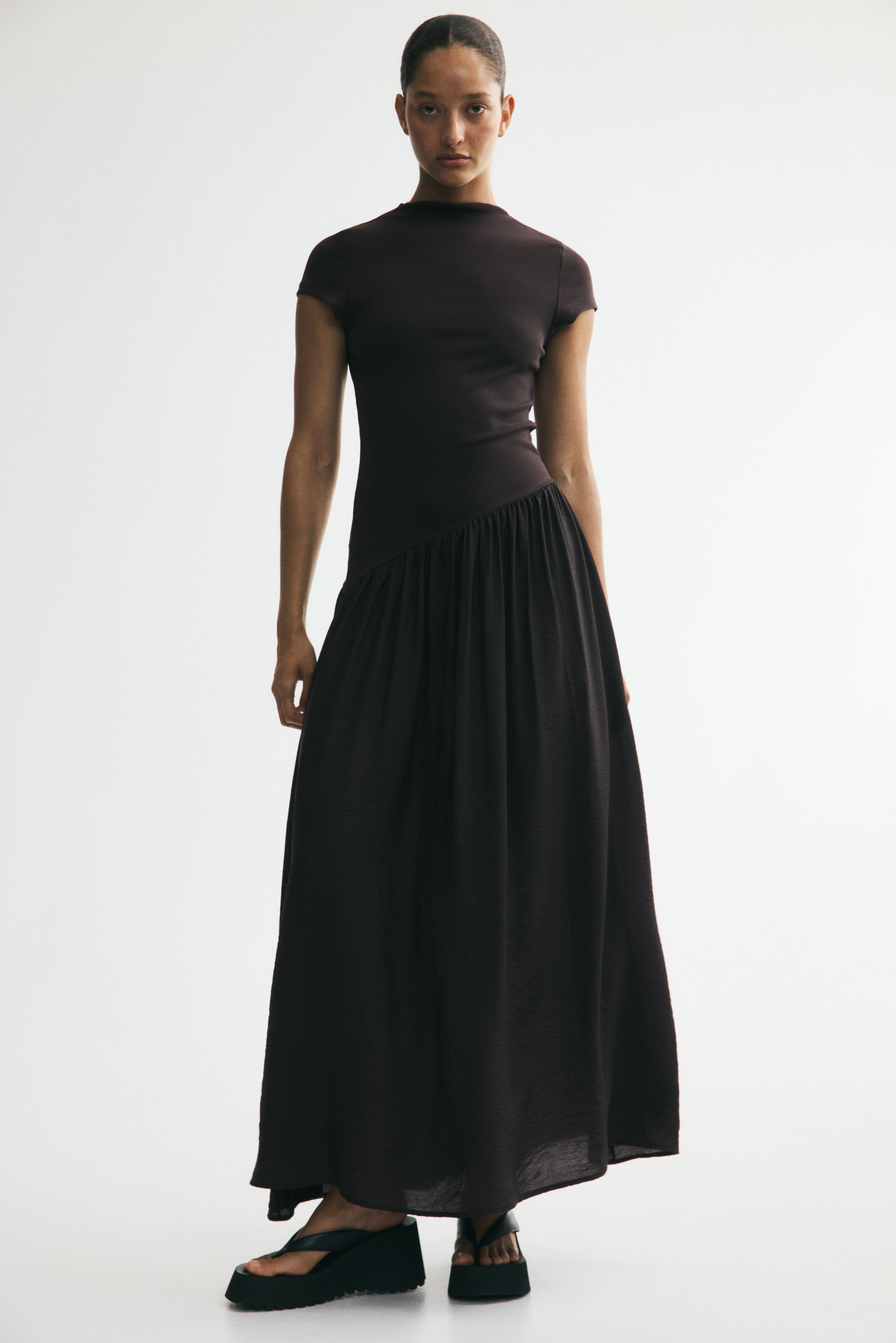 Asymmetric Dual-Fabric Dress