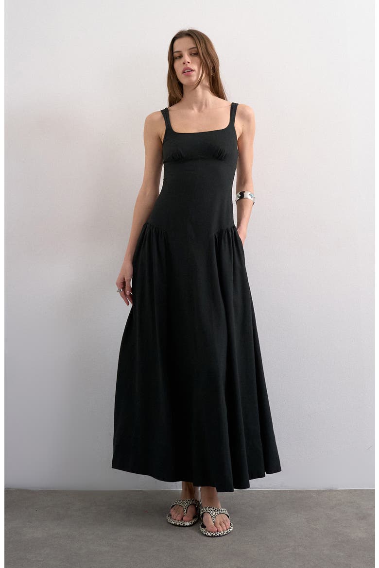 Gathered Fit & Flare Maxi Dress