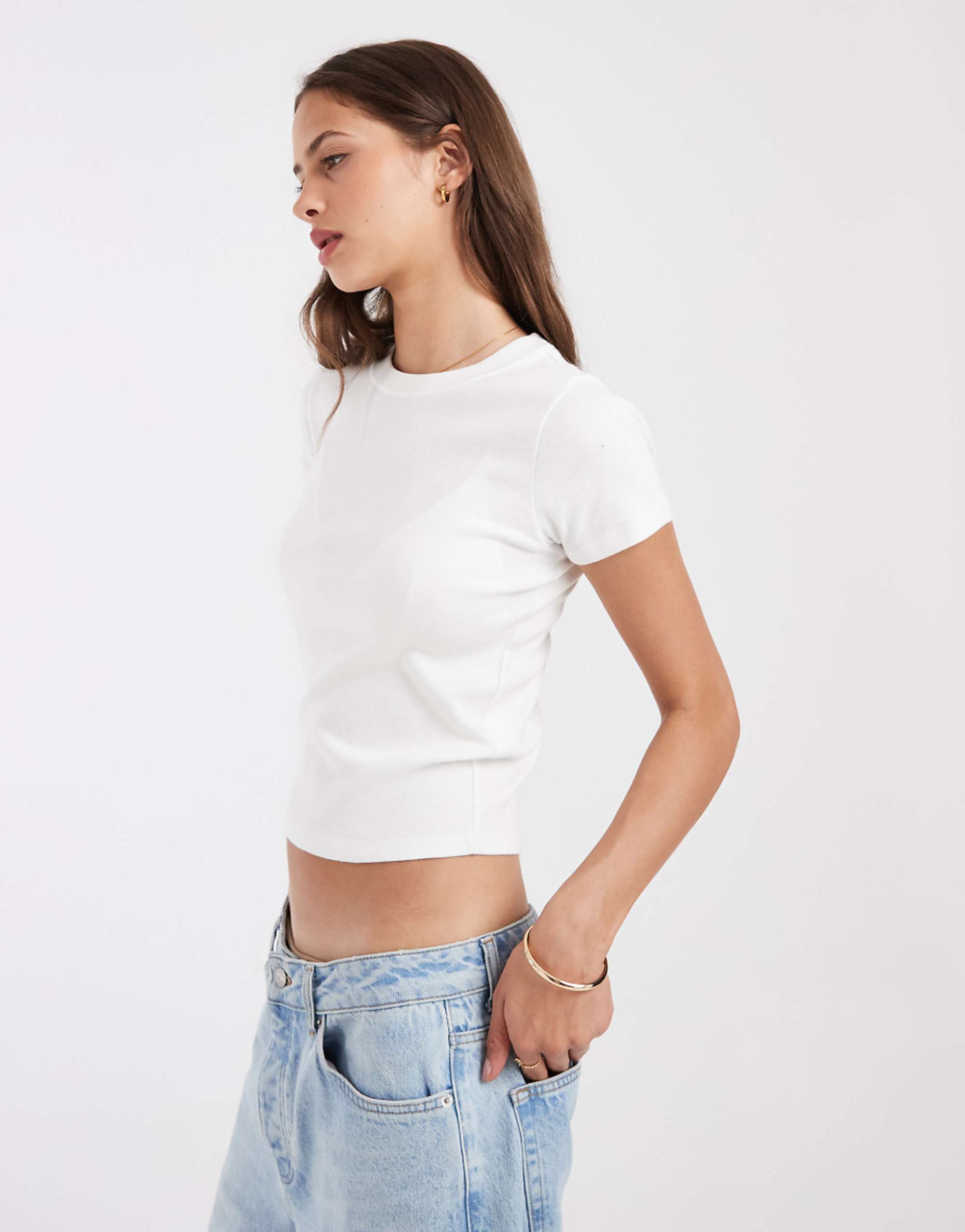 Hollister Ribbed Baby Tee in White