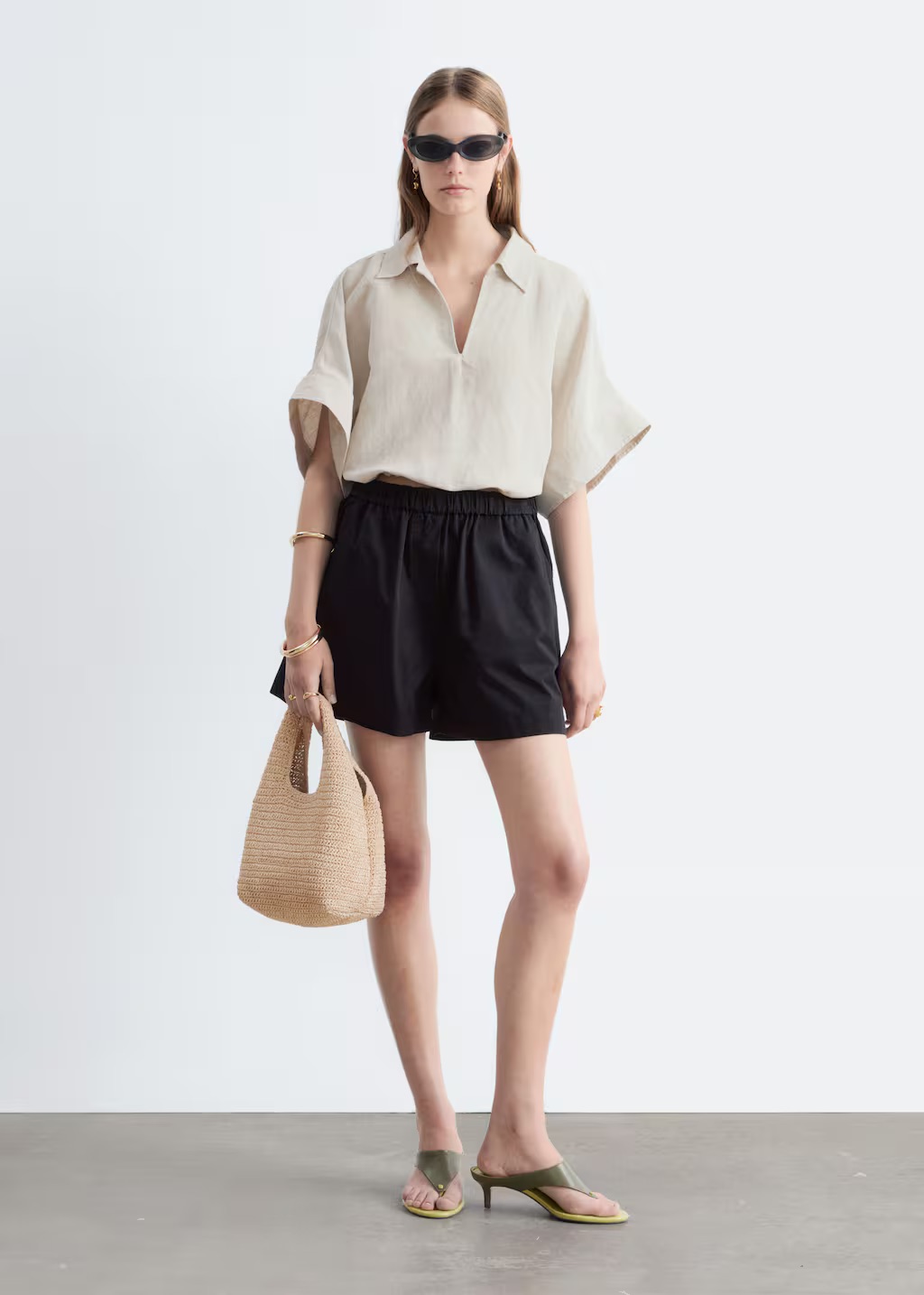 & Other Stories, High-Waist Cotton Shorts - White