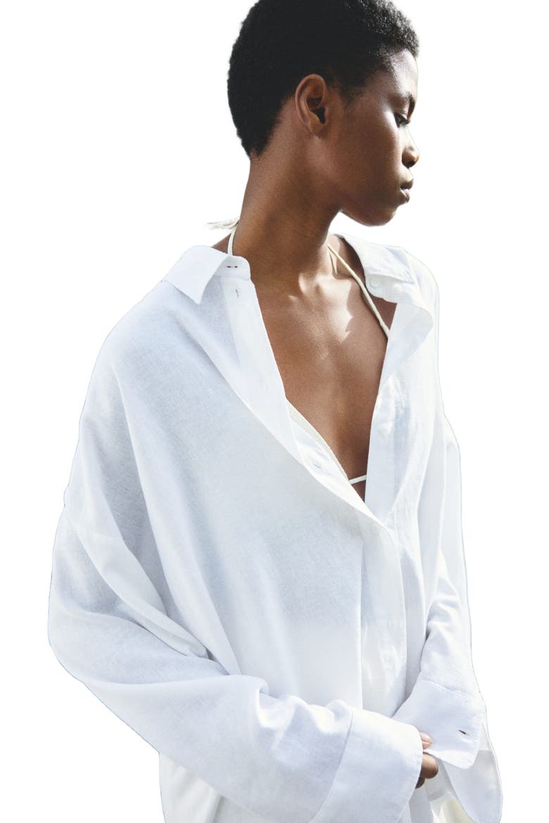 H&M Dolman-Sleeved Linen-Blend Shirt