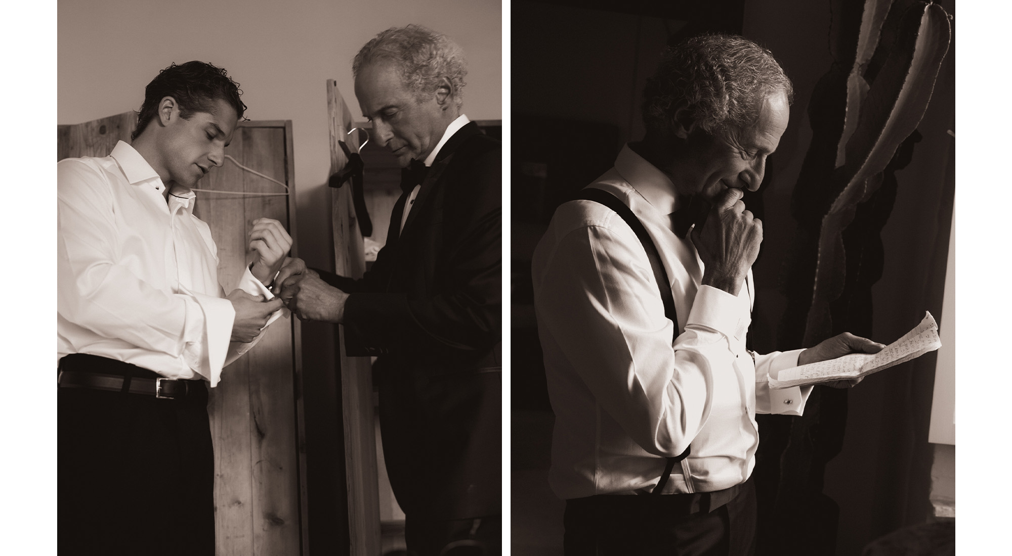 Max gets ready with his dad.