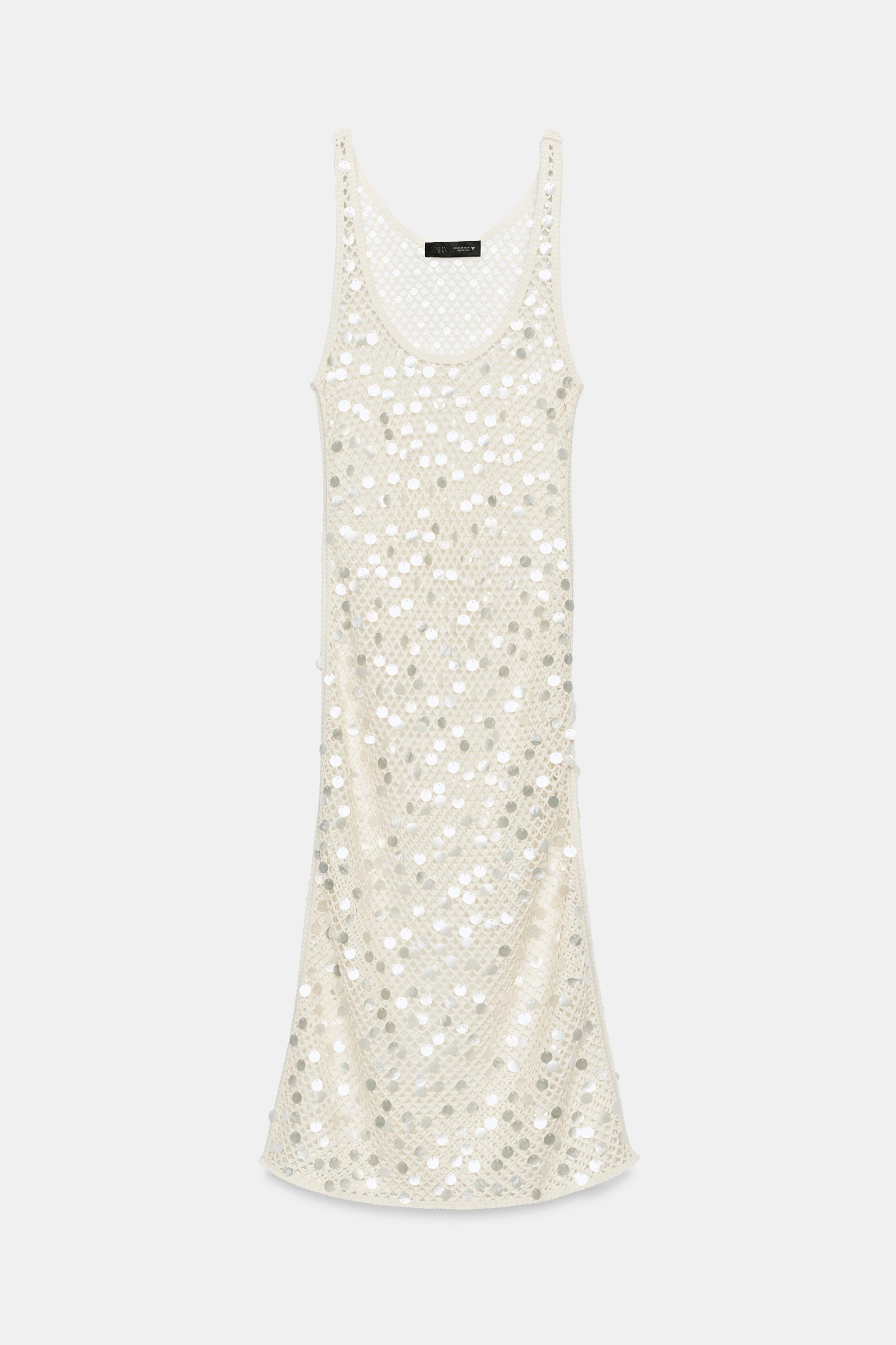 Sequin Red Midi Dress - Ecru - Xs