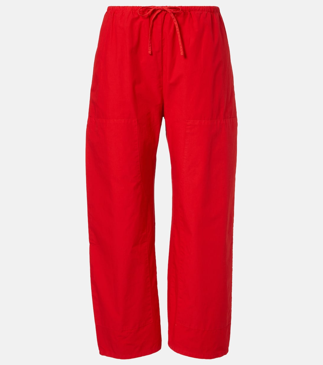 Kyoto Cropped Cotton Wide-Leg Pants in Red - Leset