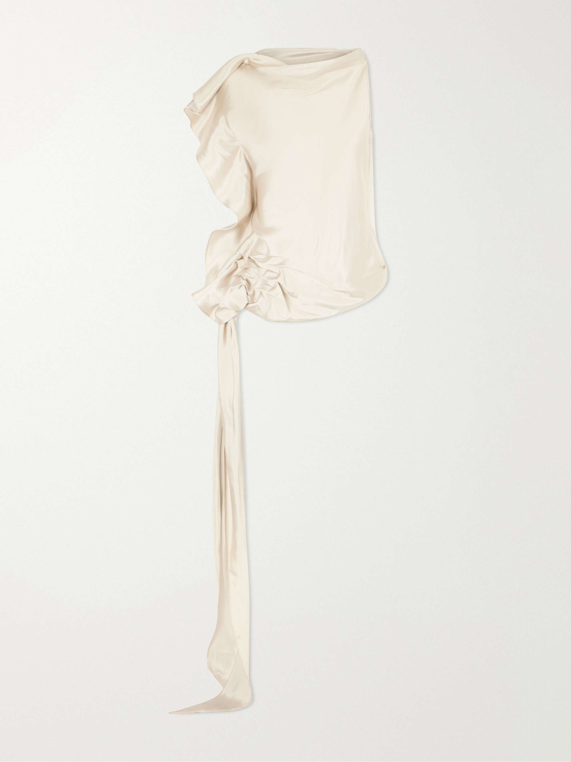 Elif Asymmetric Ruched Woven Blouse