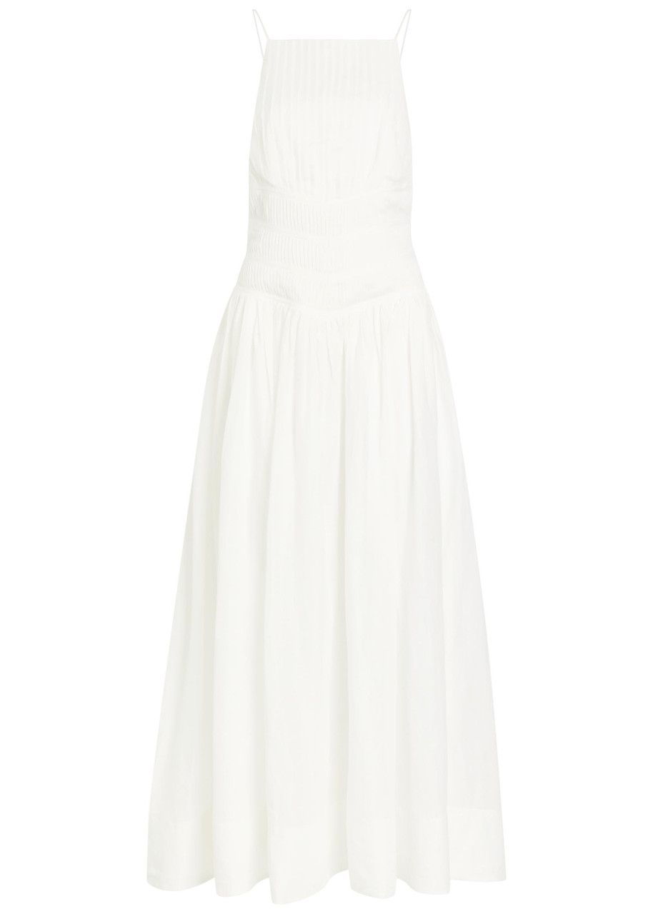 Helene Pleated Ramie Maxi Dress