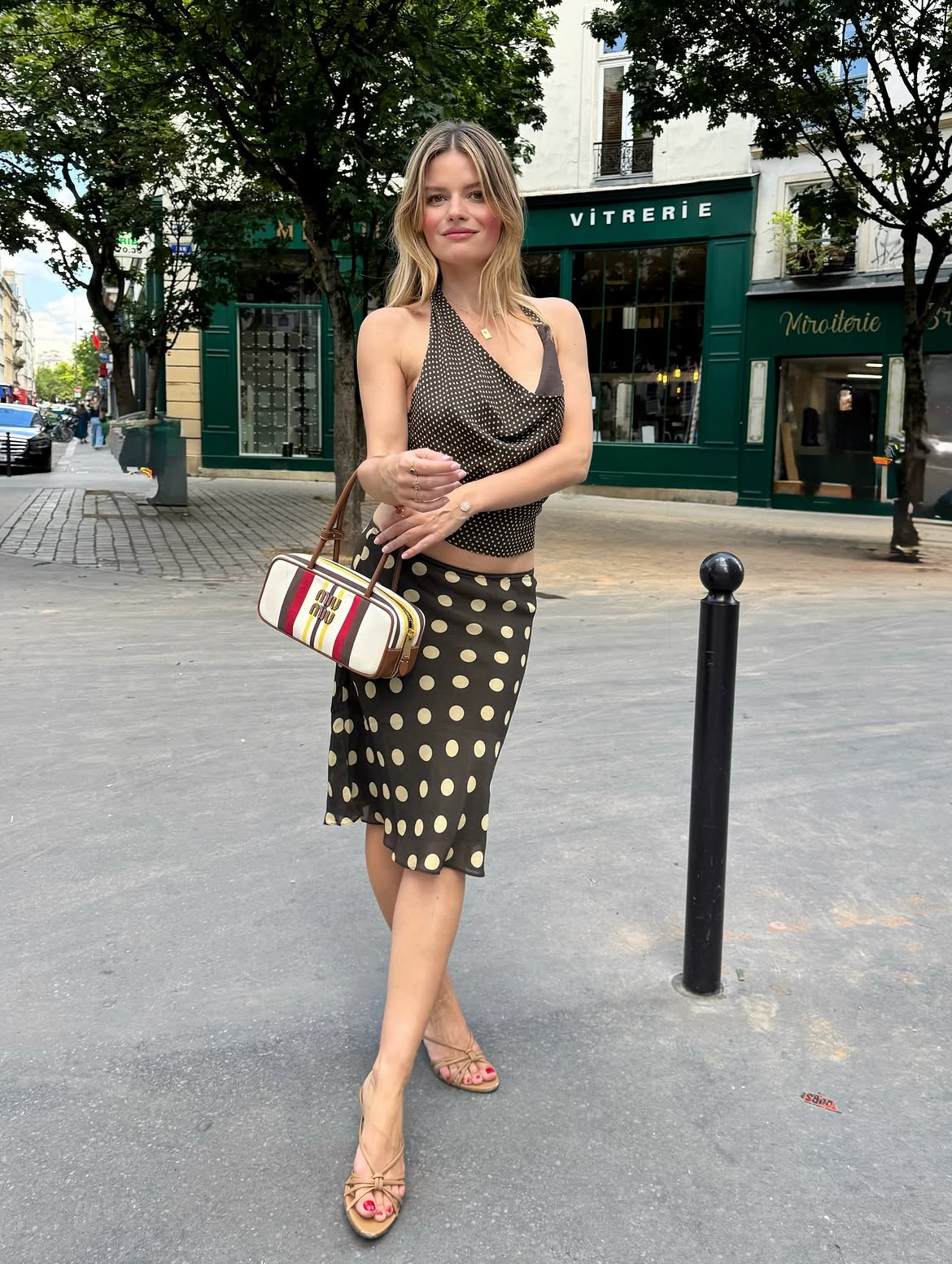 Sabina Socol in a slip skirt.
