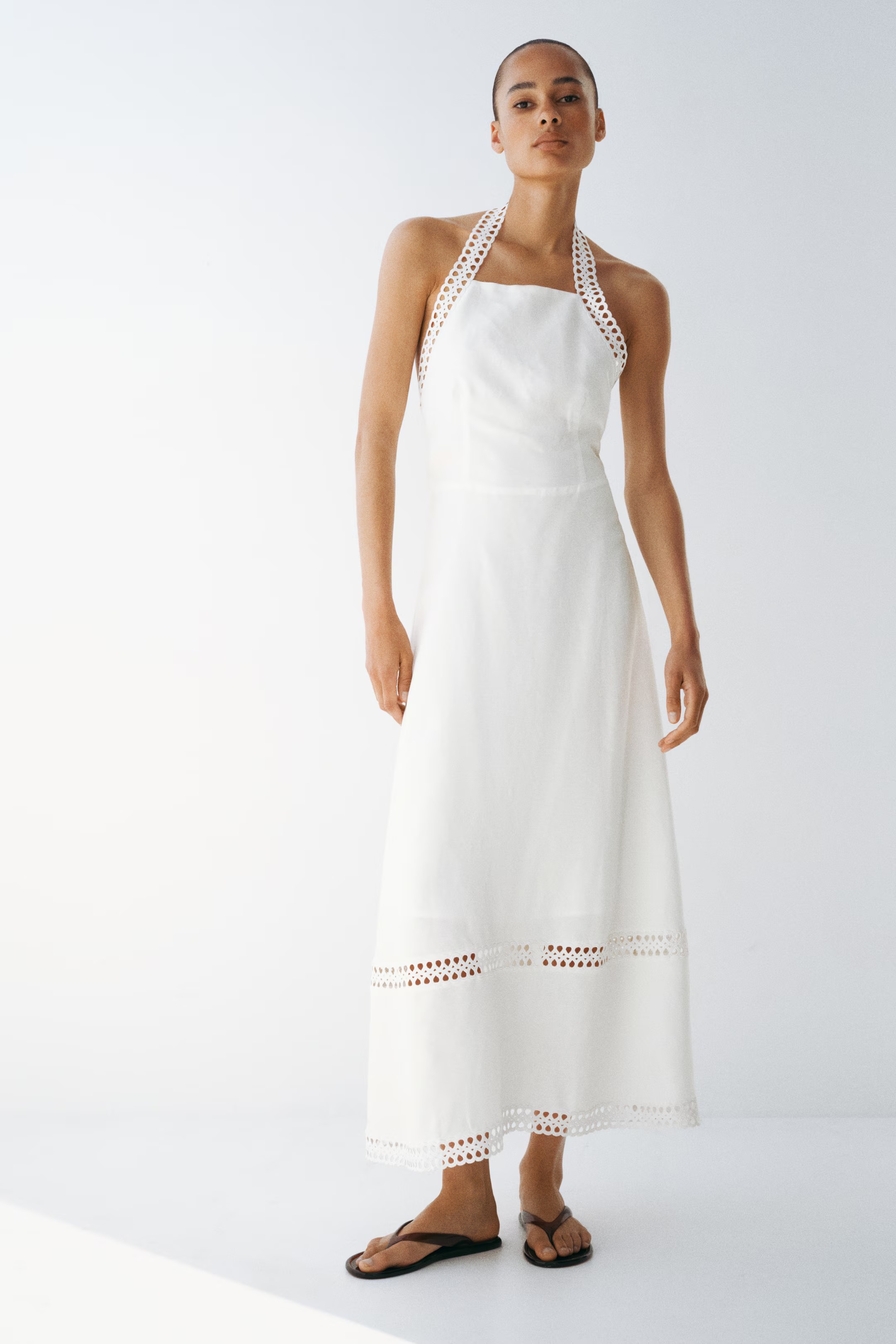 H&M, Linen-Blend Halterneck Dress