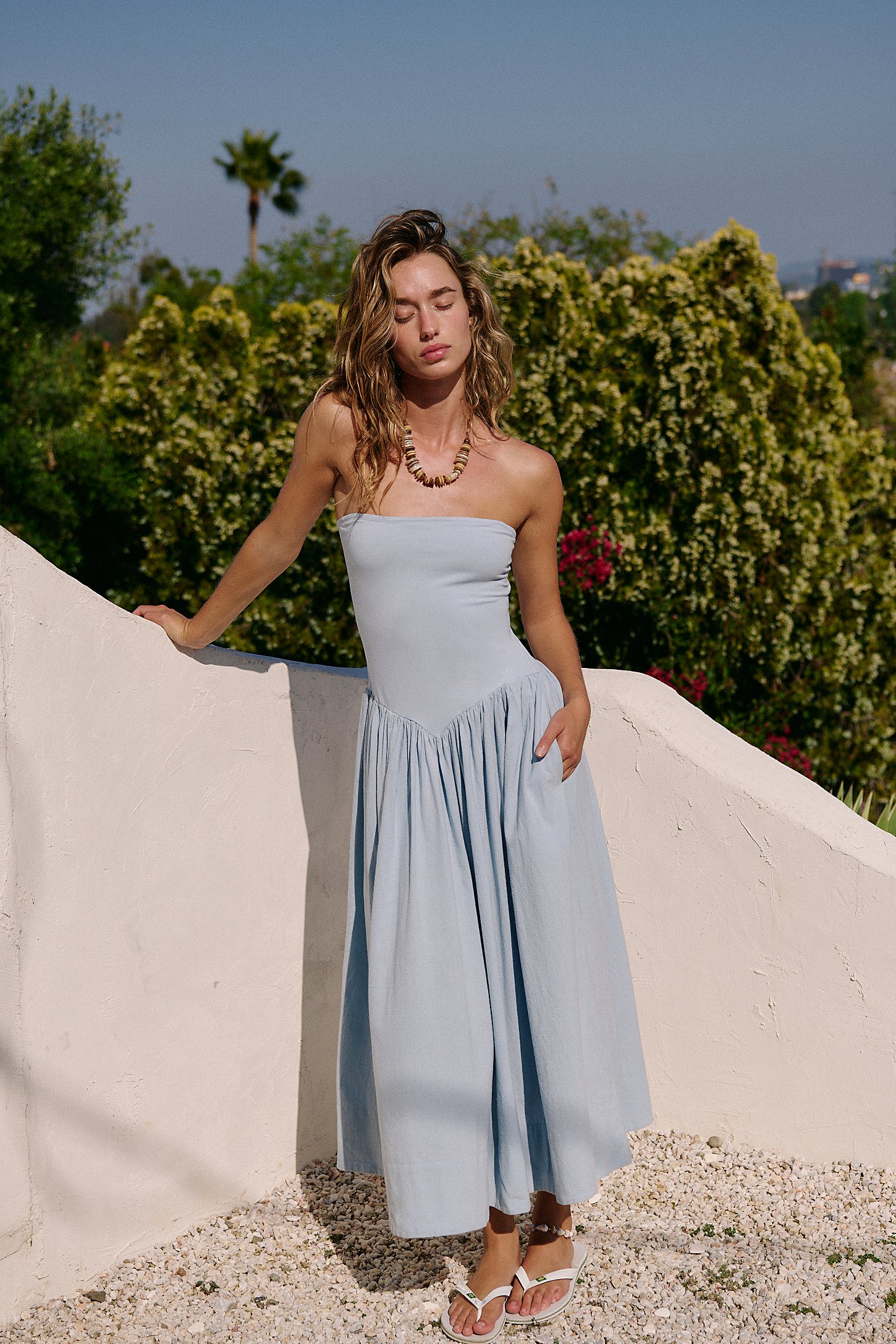 Blue drop-waist dress