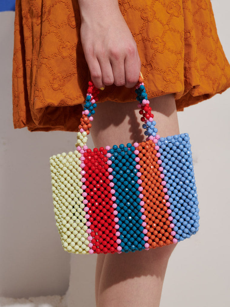 Tinos Stripe Beaded Bag