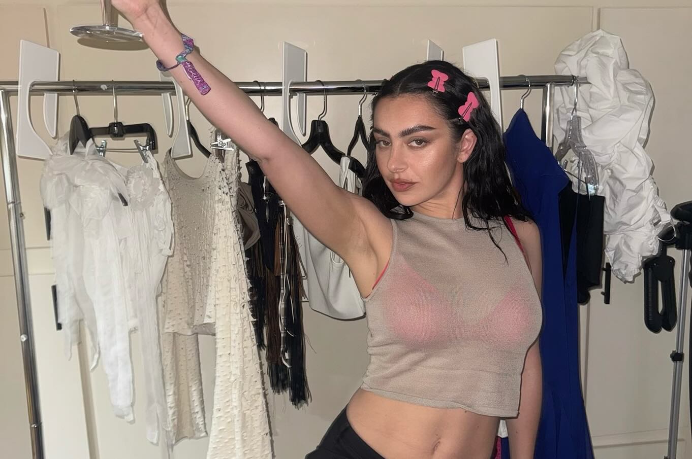 Charli XCX backstage, taken by celebrity makeup artist Yasmin Istanbouli.