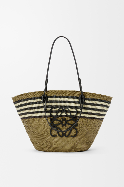Medium Anagram Basket in Iraca Palm and Calfskin
