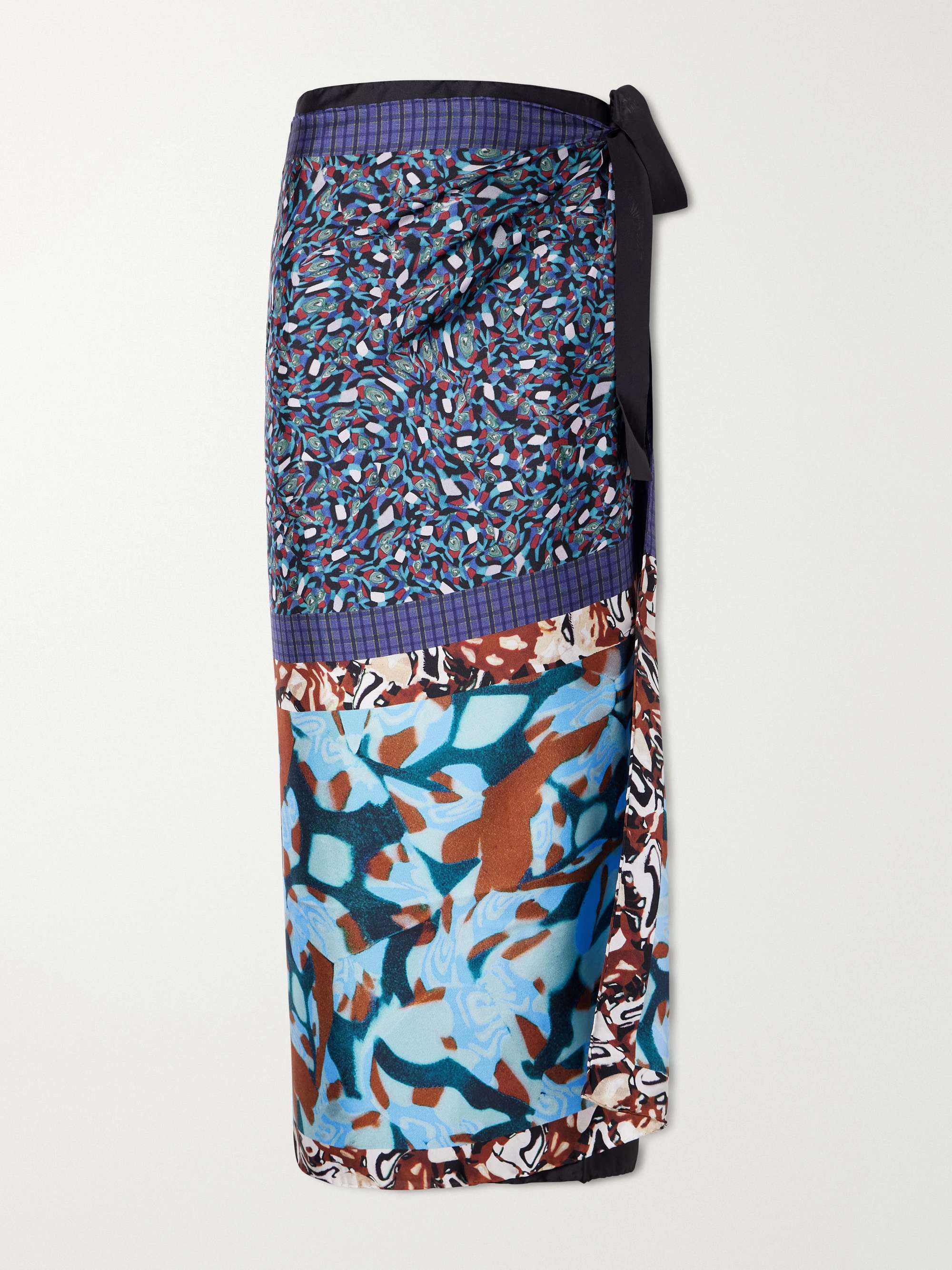 Printed Silk-Twill Midi Wrap Skirt