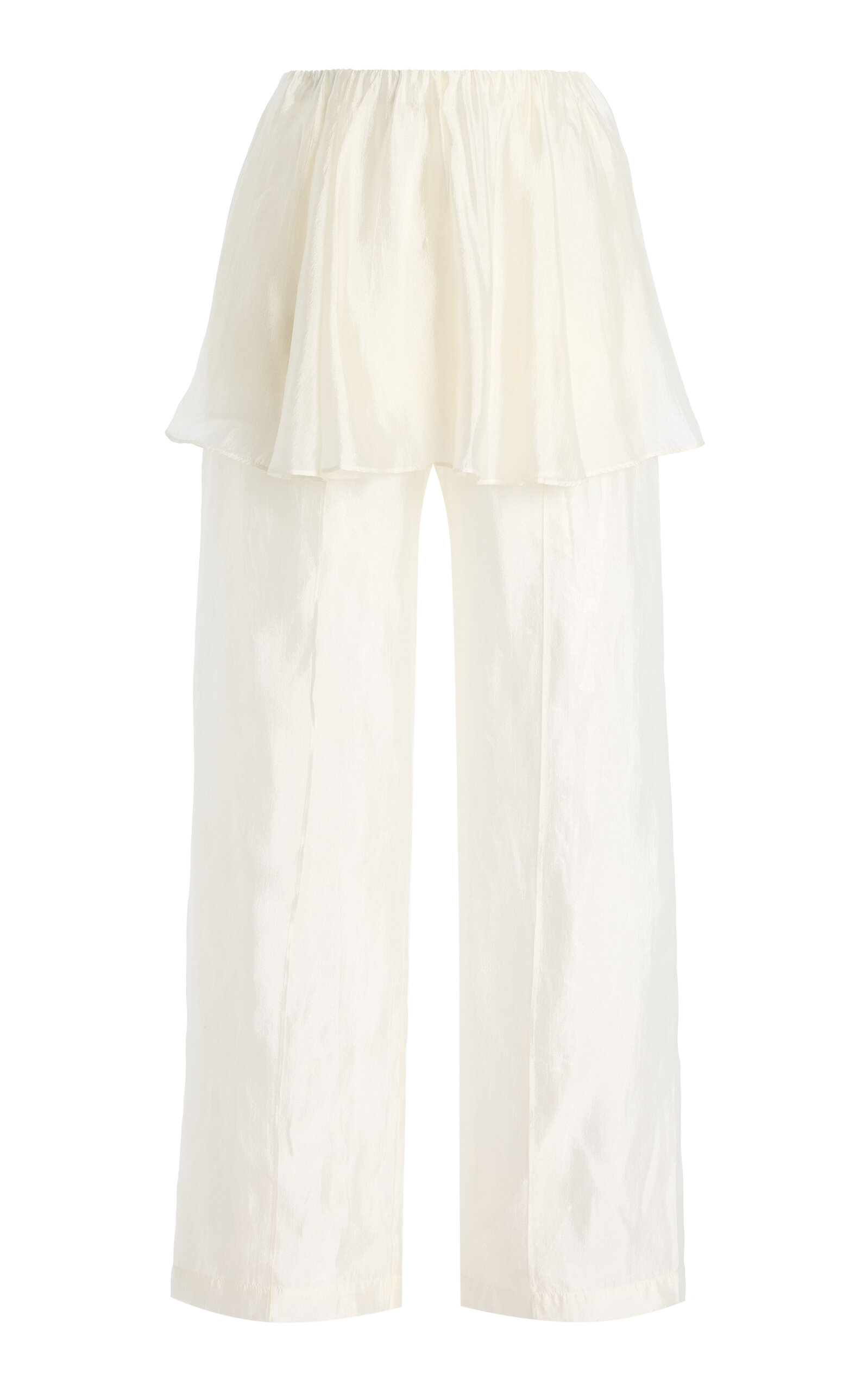 Gilian Skirt-Overlay Organza Peplum Pants