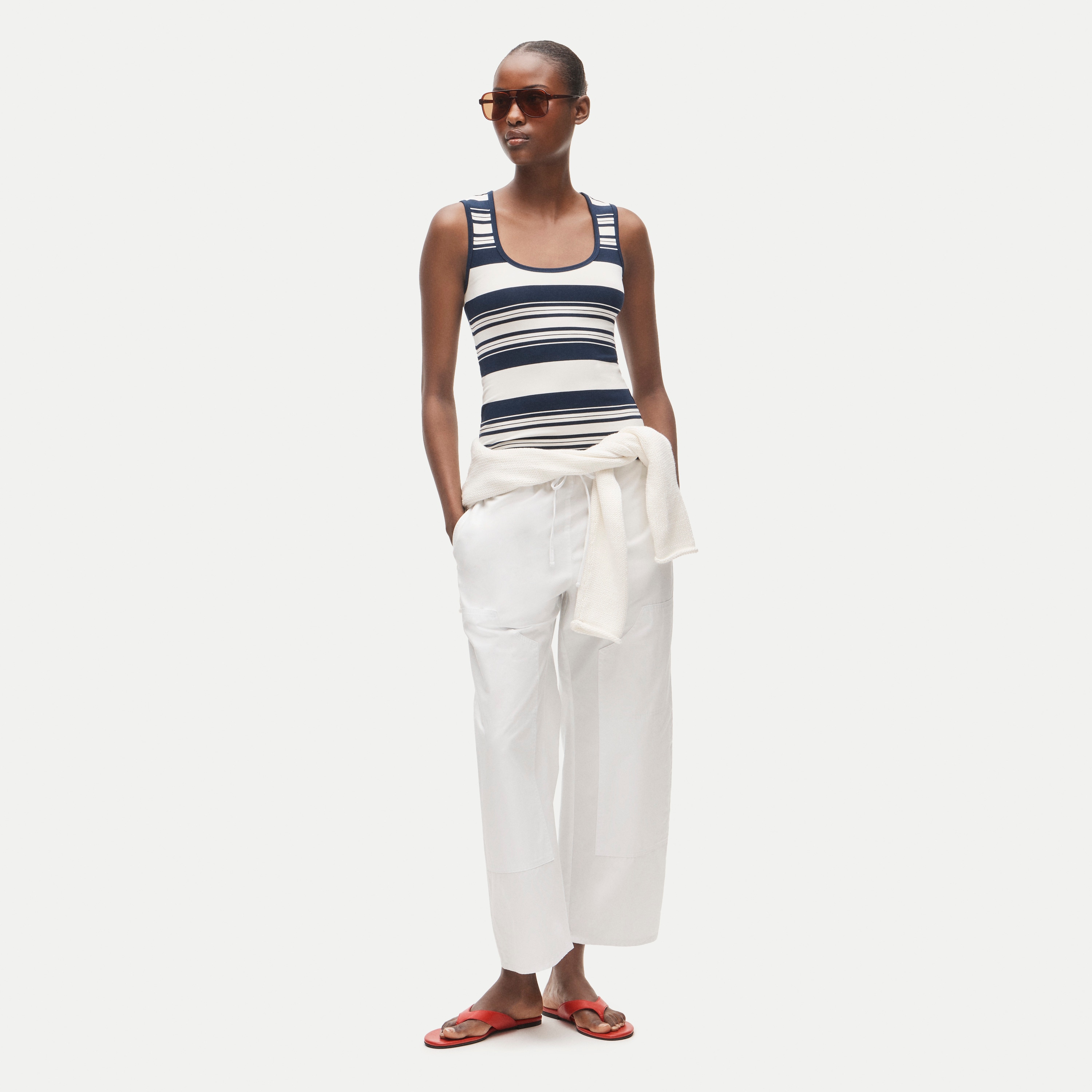 J.Crew Refined Rib Scoopneck Tank Top in Stripe