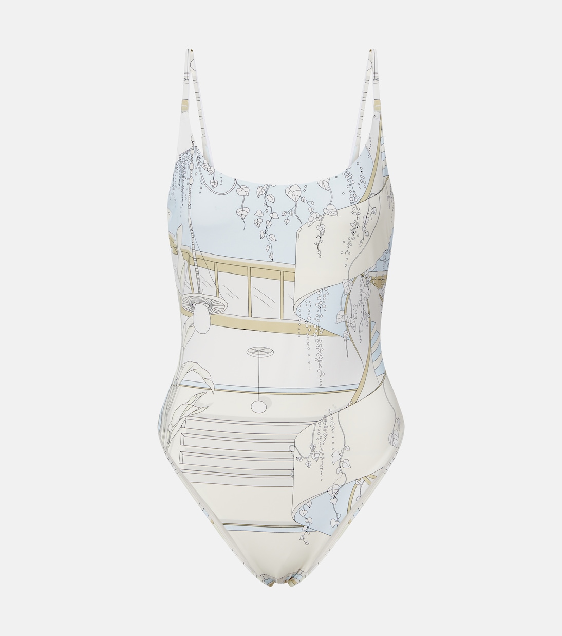 Printed Swimsuit in Beige - Tory Burch