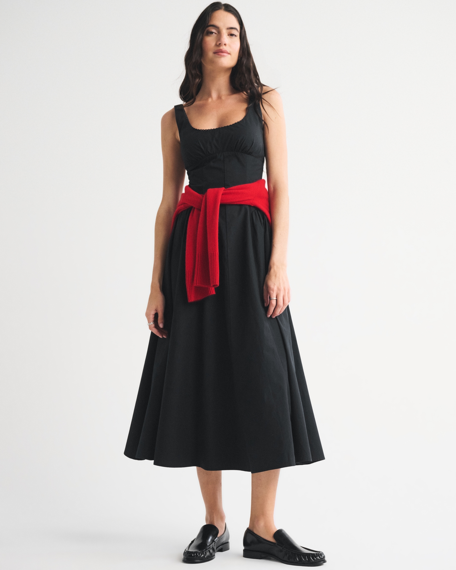 100% Cotton A&f Bra-Free Dylan Midi Dress