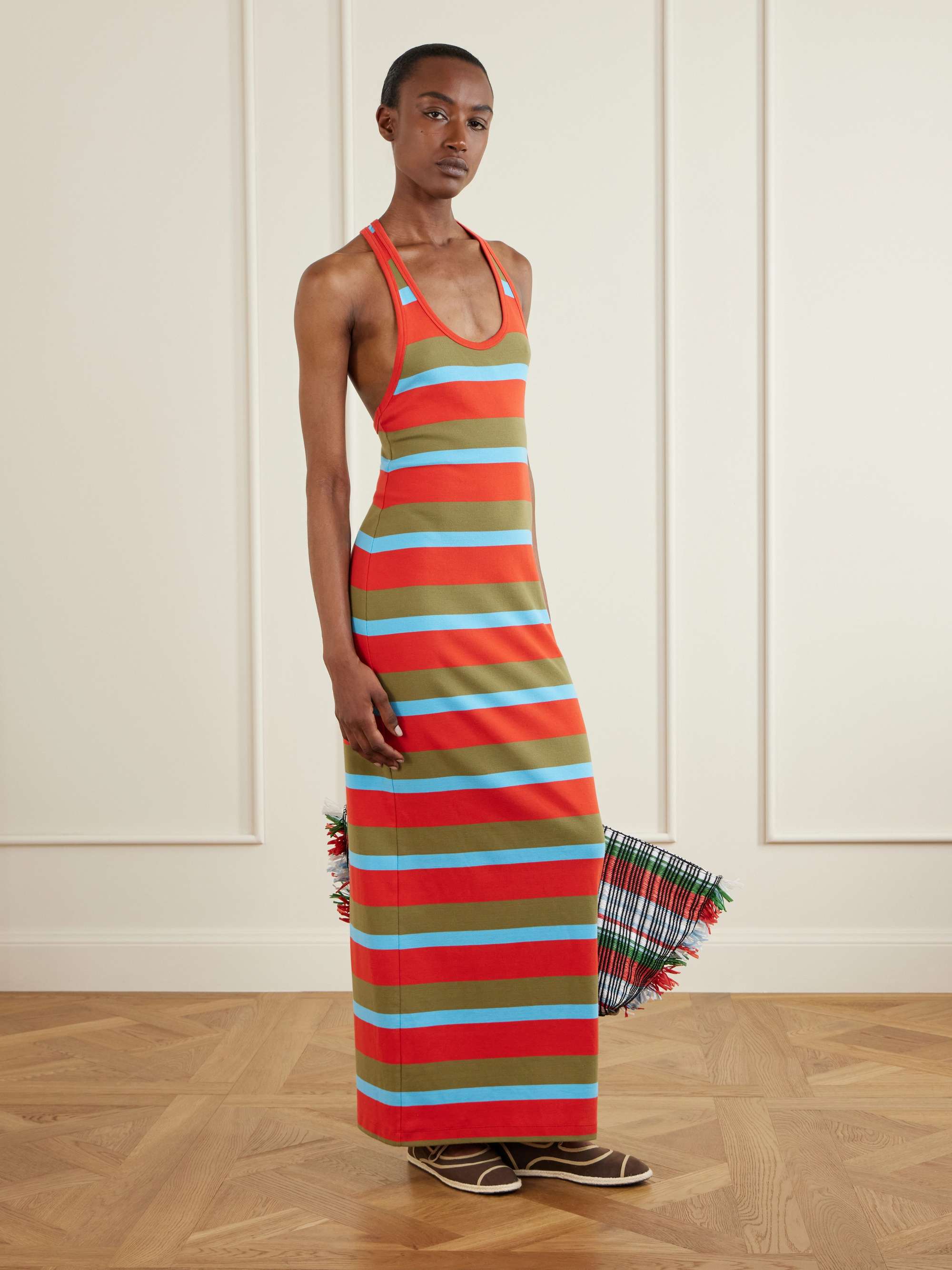 Encino Striped Cotton-Blend Maxi Dress