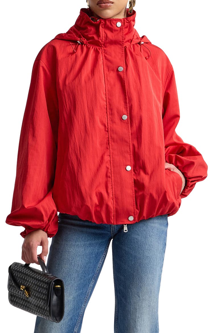 Balloon Hem Hooded Windbreaker Jacket