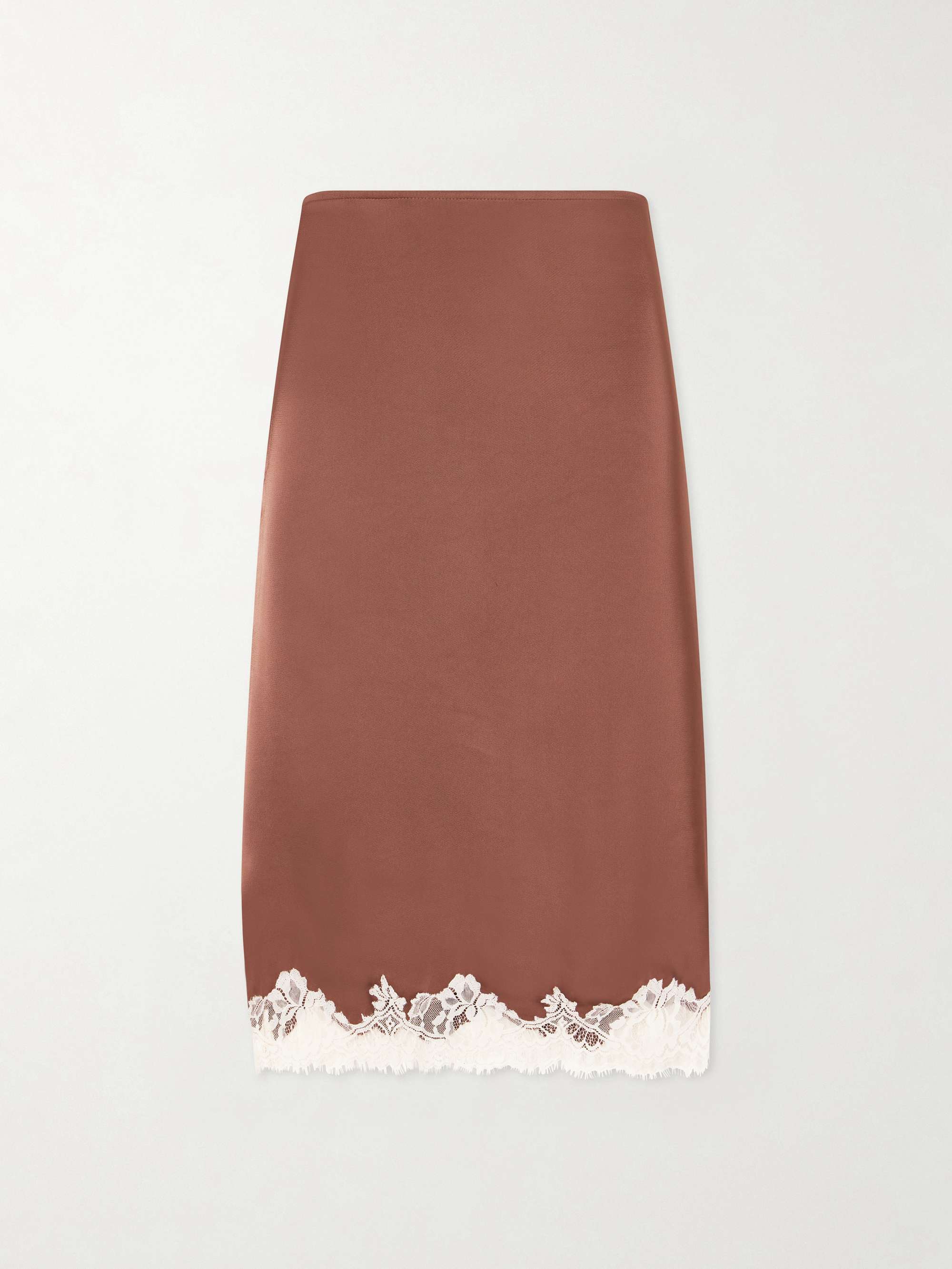 Marisol Lace-Trimmed Satin Midi Skirt
