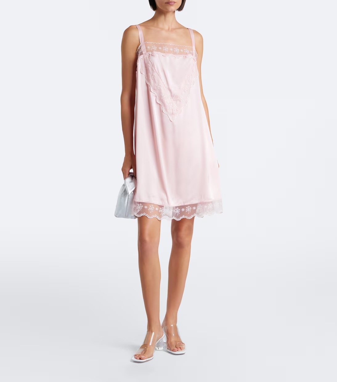 Simone Roche, Lace-trimmed satin slip dress