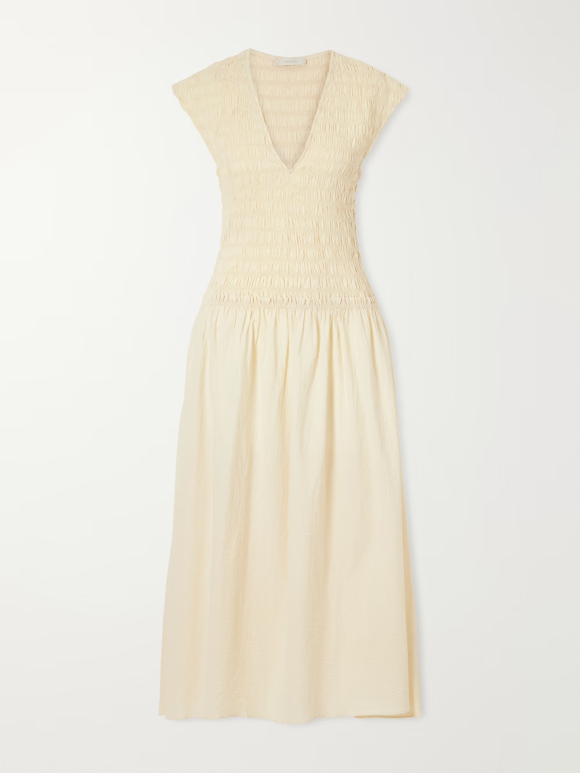 Faithfull, Carmen Shirred Cotton Midi Dress