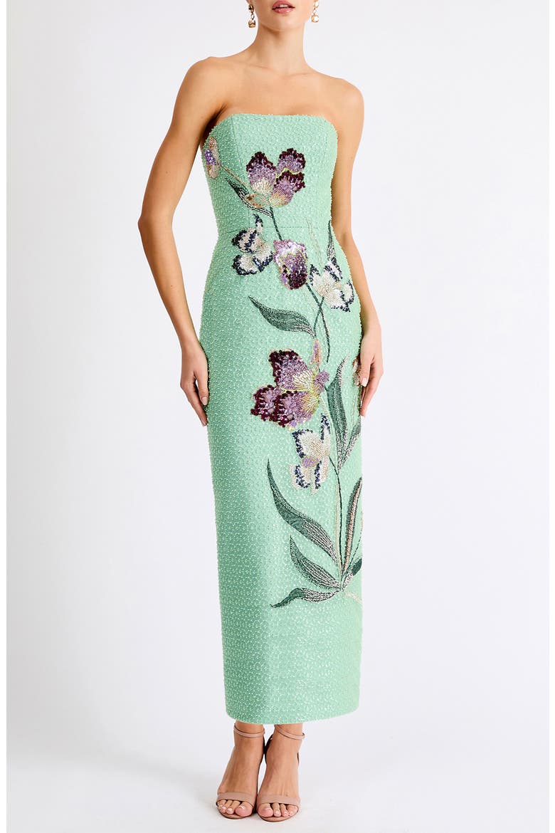Sofia Beaded Strapless Sheath Maxi Dress