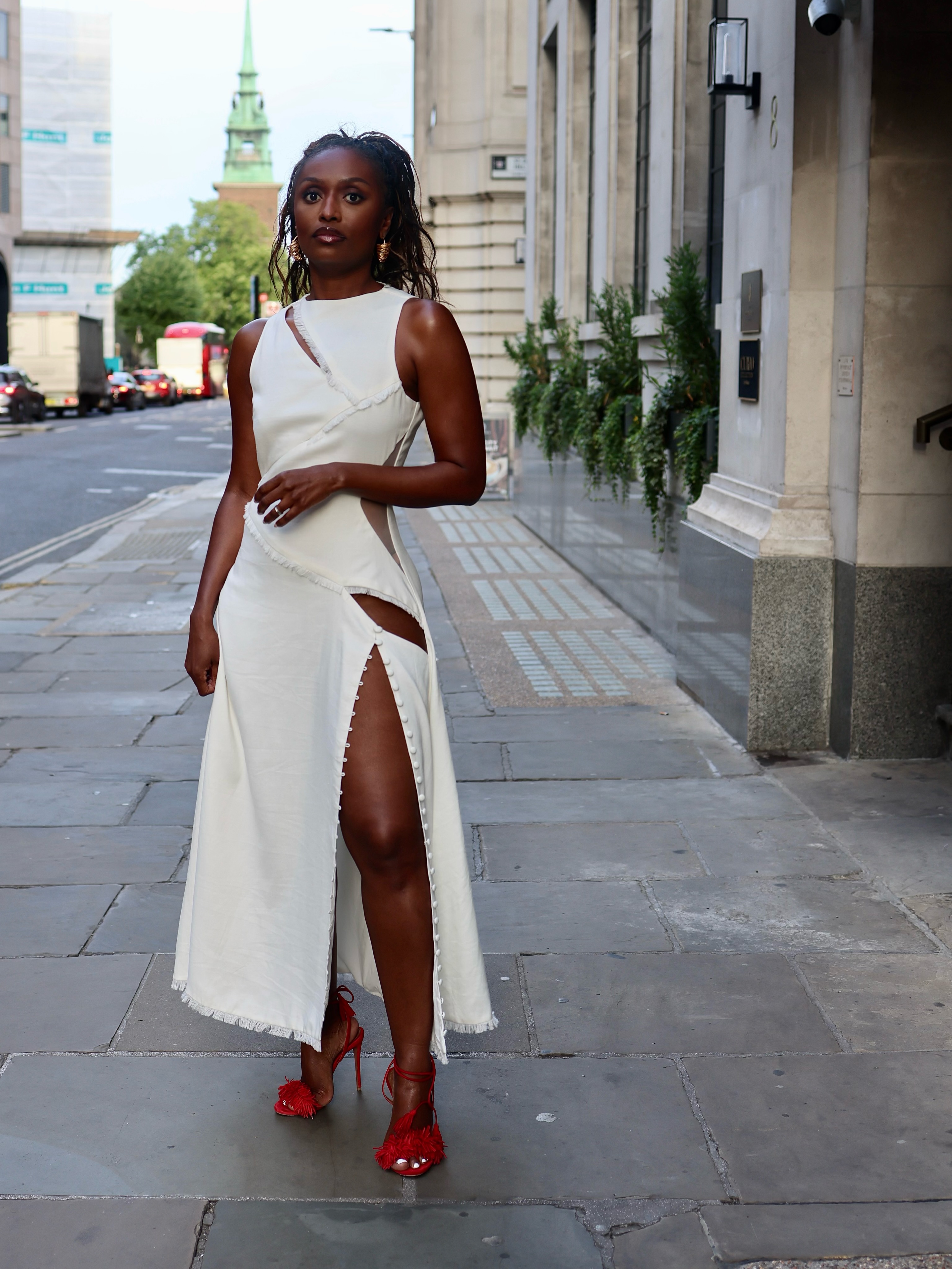 An image of a woman wearing lace up sandal outfit summer 2026