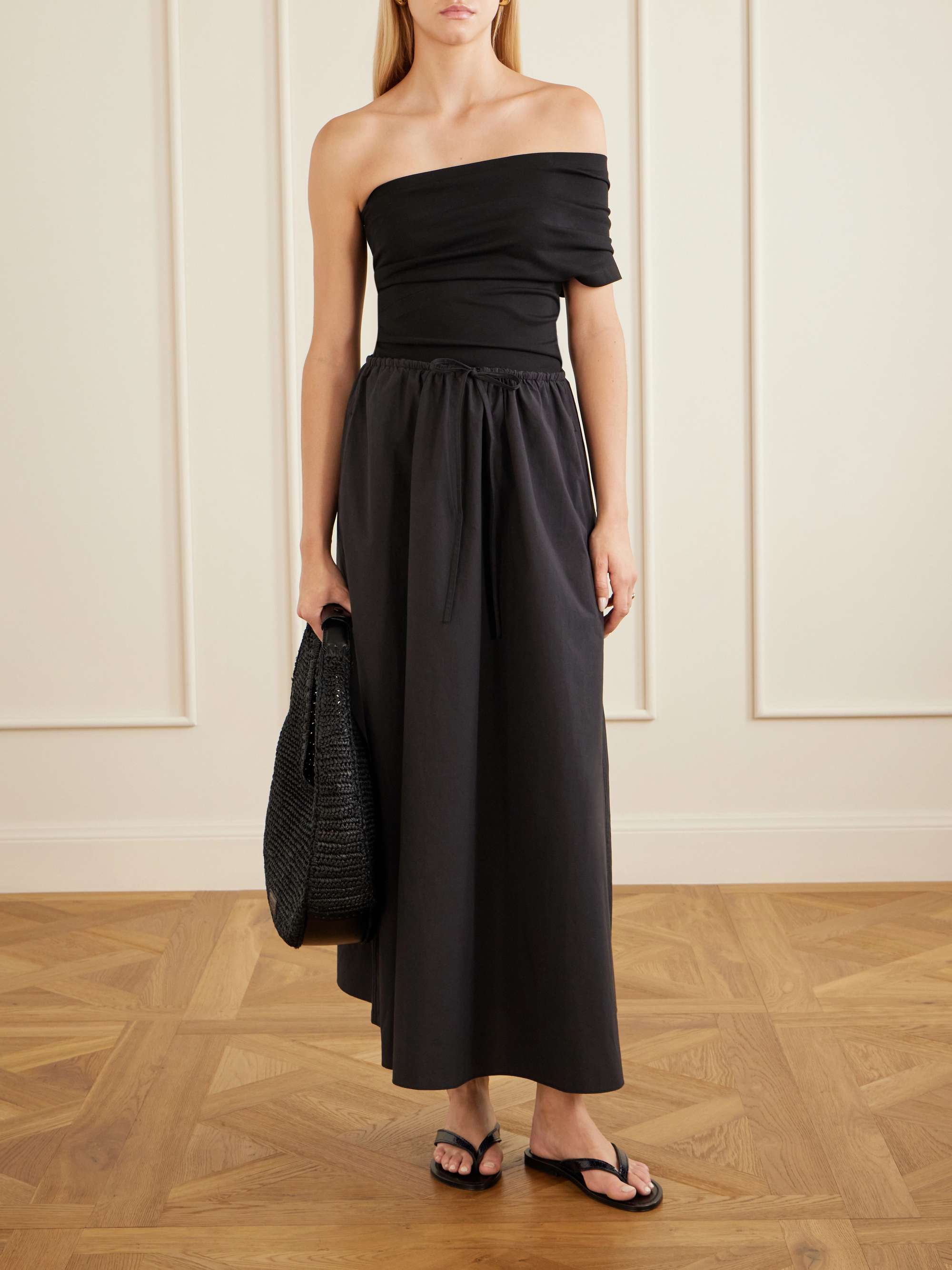 Organic Cotton-Poplin Midi Skirt