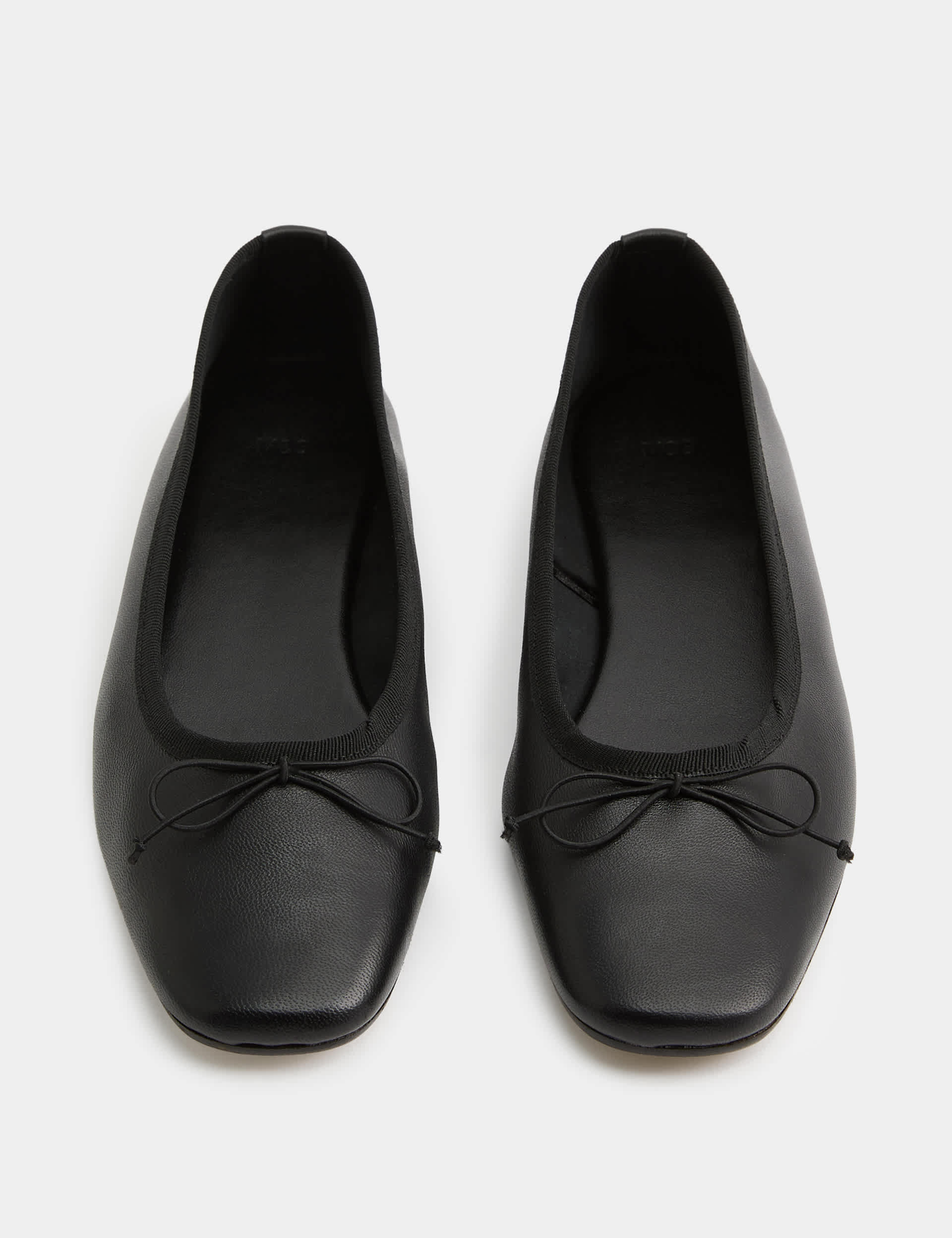 Leather Bow Flat Round Toe Ballet Pumps