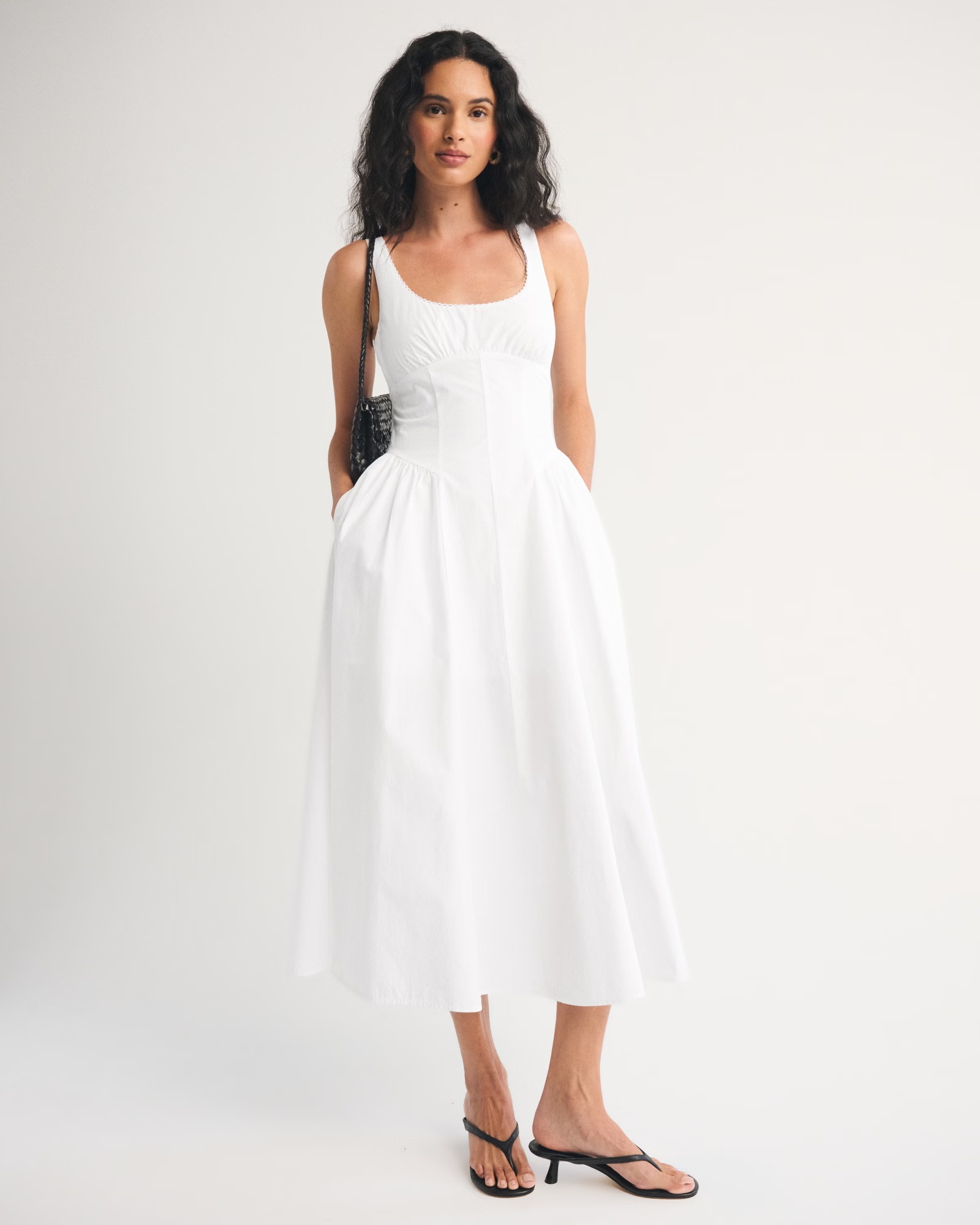 100% Cotton A&f Bra-Free Dylan Midi Dress