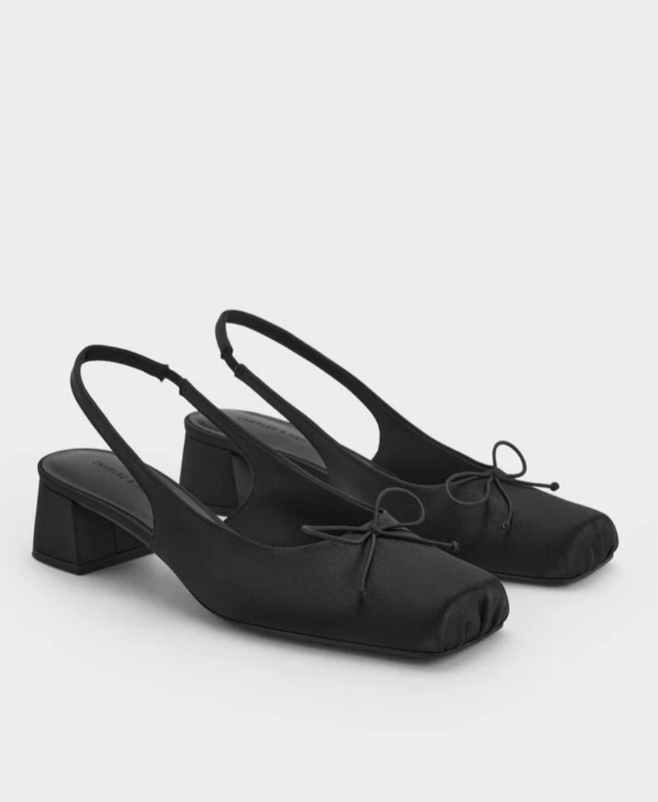 Charles & Keith, Sadira Satin Slingback Pumps