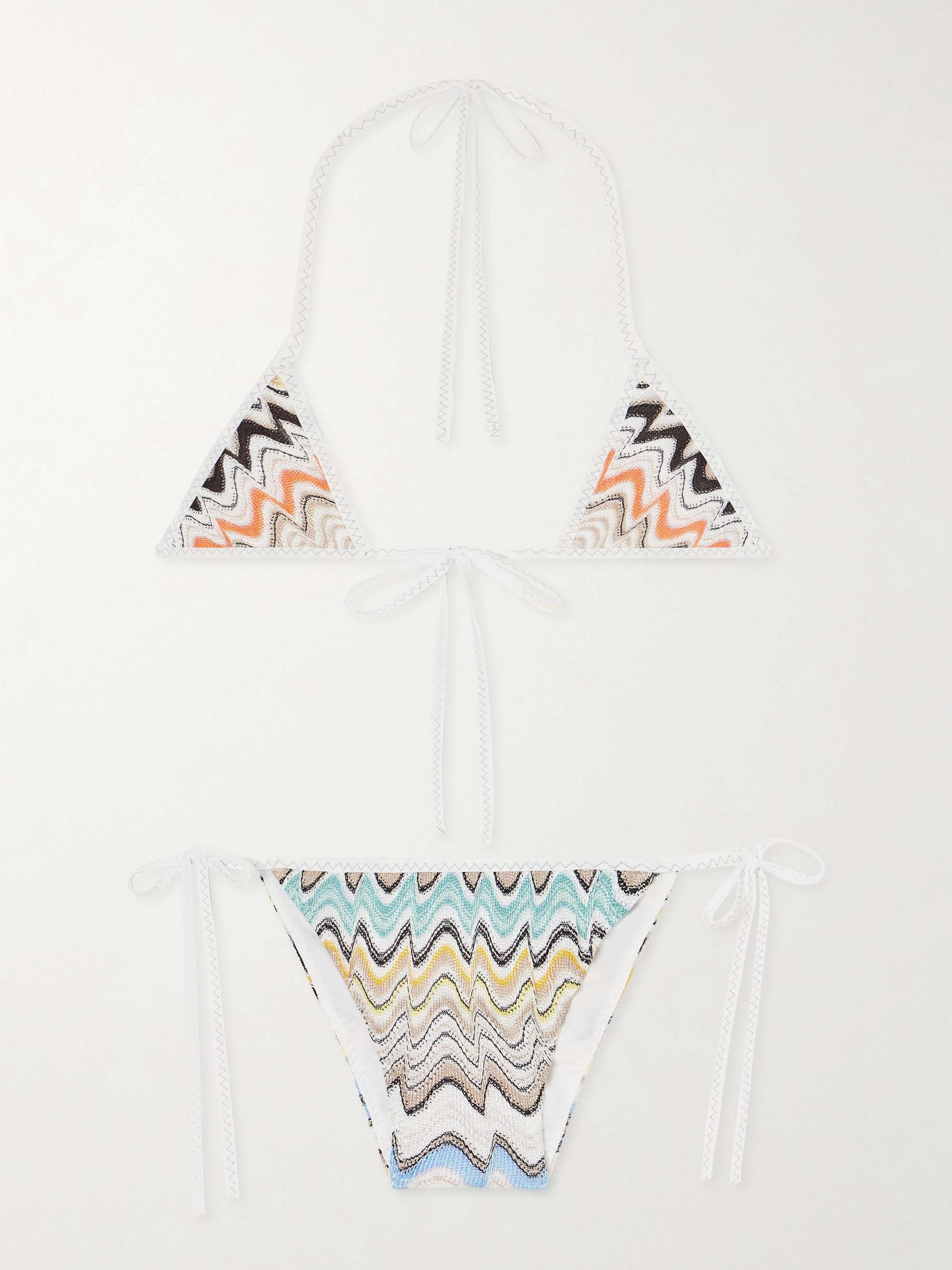 Mare Striped Crochet-Knit Triangle Bikini