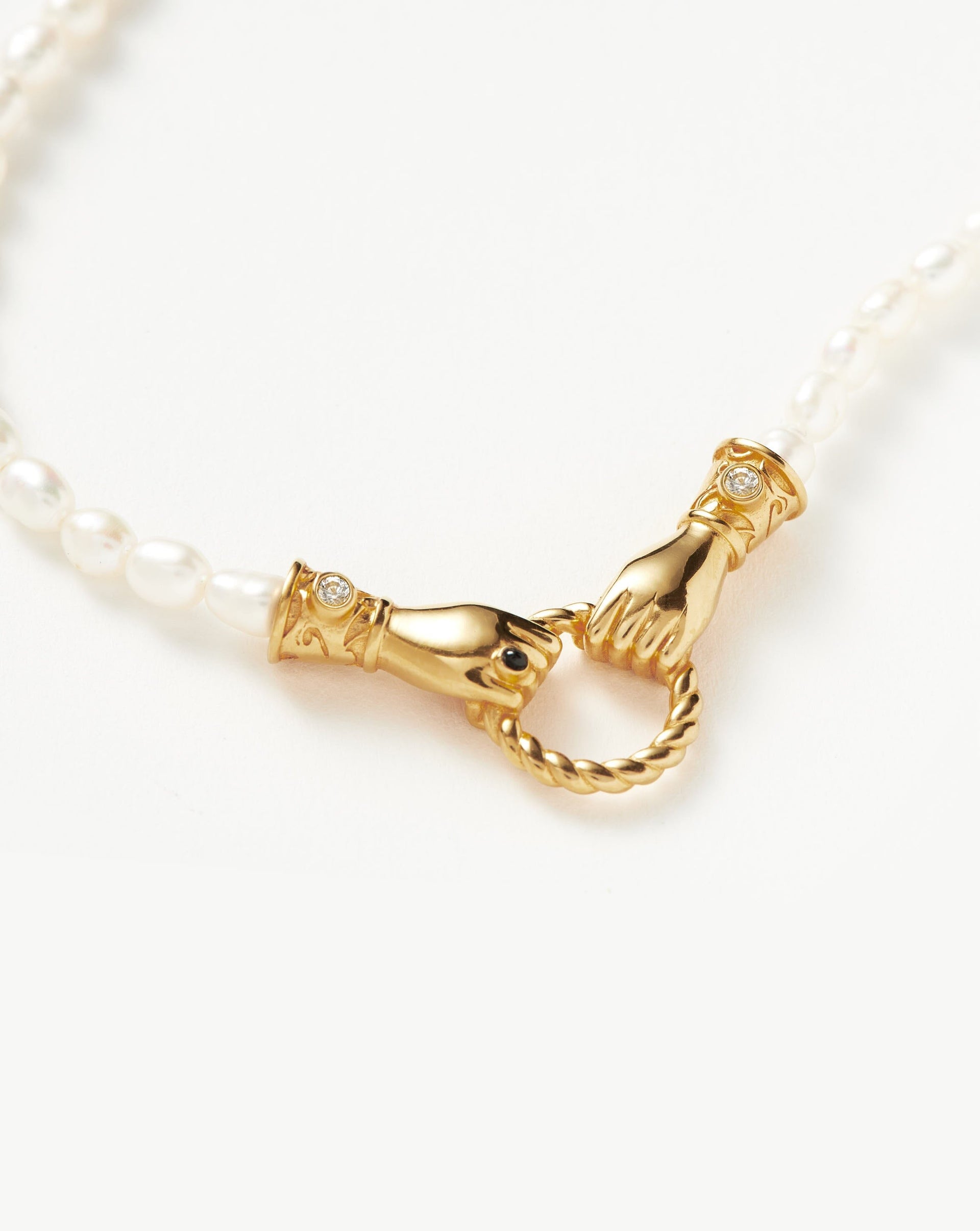 Harris Reed in Good Hands Pearl Pendant Necklace | 18ct Gold Plated/pearl & Black Onyx - 18ct Gold Plated, Pearl & Black Onyx