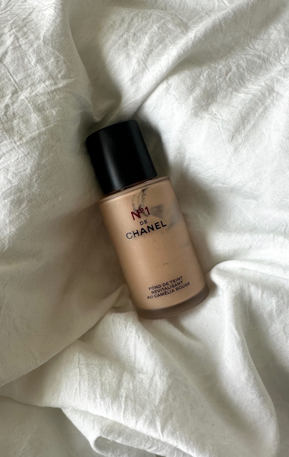 Beauty editor Kaitlyn McLintock's bottle of Chanel N&deg;1 De Chanel Revitalizing Foundation