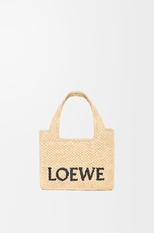 Mini Loewe Font Tote in Raffia