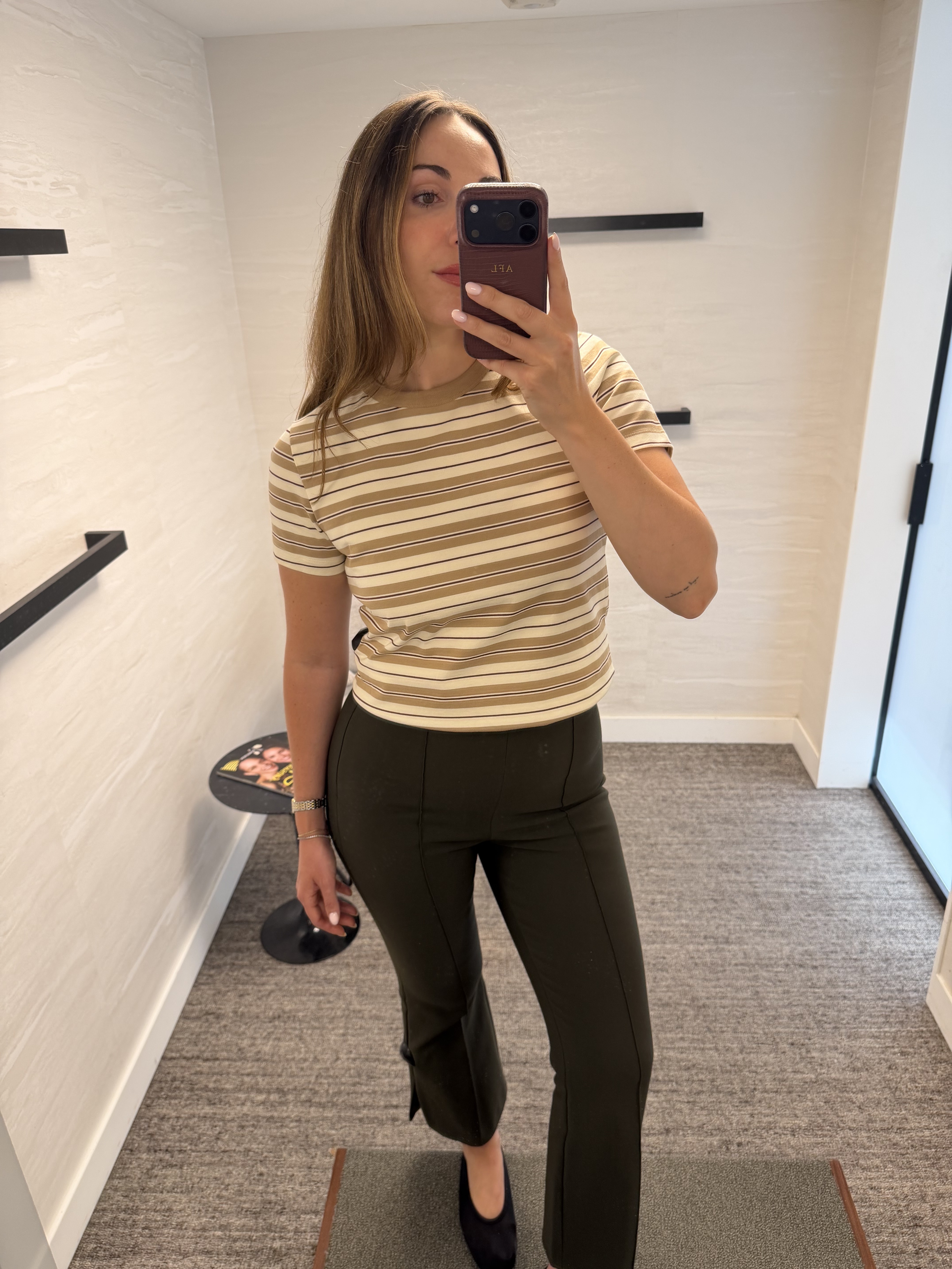 Anna LaPlaca trying on fall fashion items from the Nordstrom Anniversary Sale