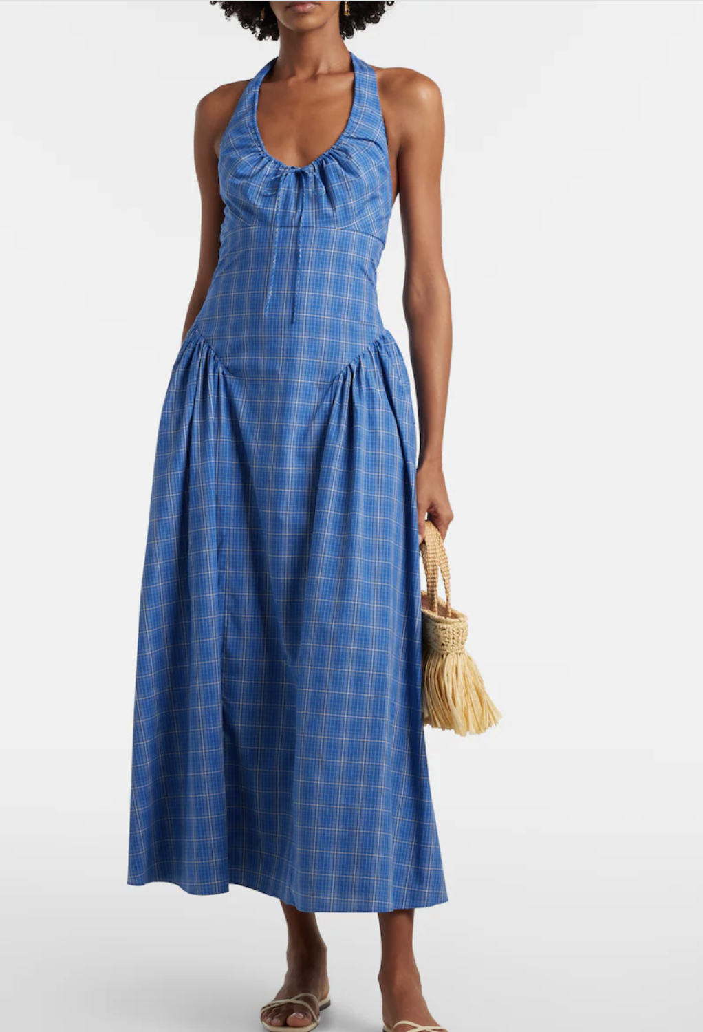 Faithfull , Del Ros plaid halterneck cotton midi dress